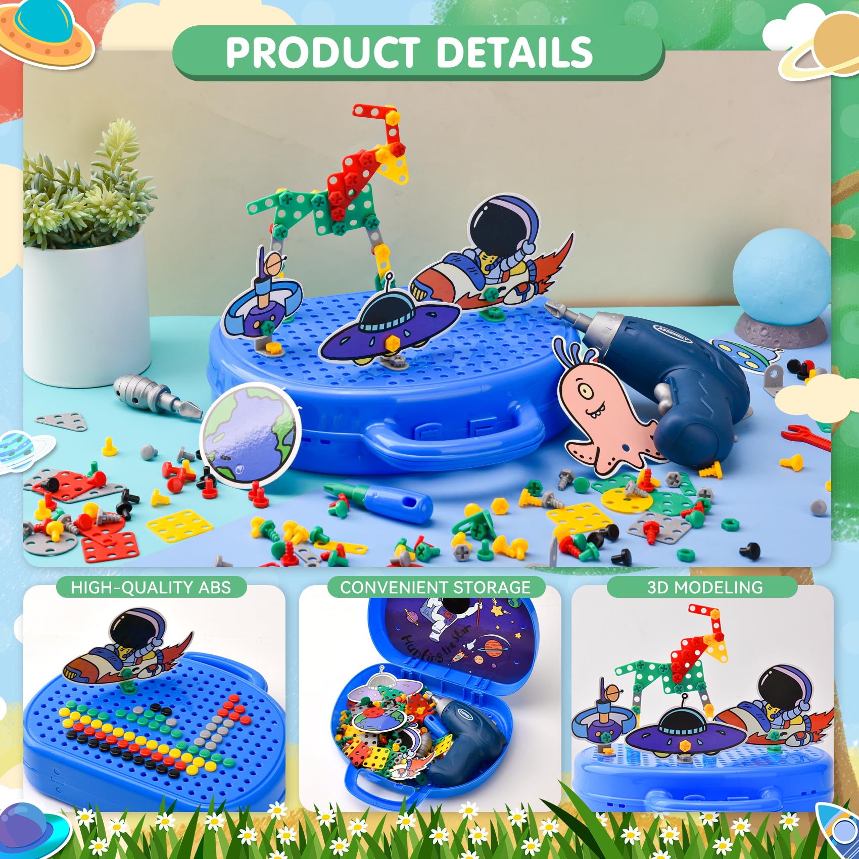 Giocattoli Montessori, Montessori Scatola Giocattolo con Trapano, Scatola Magica dei Giocattoli Montessori, Magic Montessori Play Toolbo Cassetta Giocattolo per Bambini 3 4 5 Anni (C)