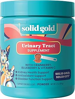 Solid Gold Cat & Dog Vitamins for UTI - Powdered Cranberry Supplement for Dogs & Cats - Urinary Tract, Bladder & Kidney Support for Dogs & Cats - Cat & Dog UTI Over the Counter Supplement Powder-3.5oz