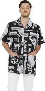 PERFEHAIR Barber Jacket for Men, Hair Stylist Grooming Smock Vest Shirt, Vintage Print