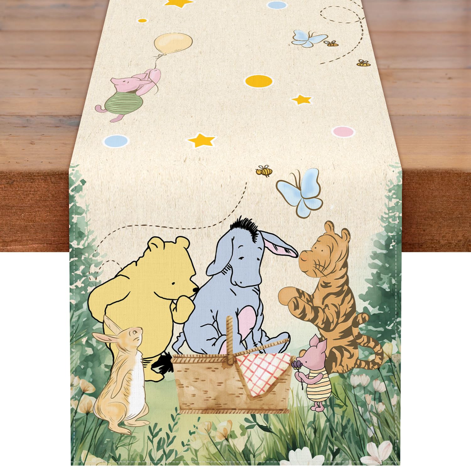 Winnie Baby Shower Decorations-Pooh Birthday Party Decor-Winnie Tablecloth,Tablecloth Oh Baby Gender Reveal Birthday Party Supplies for Kids Boys Girls,Classsic