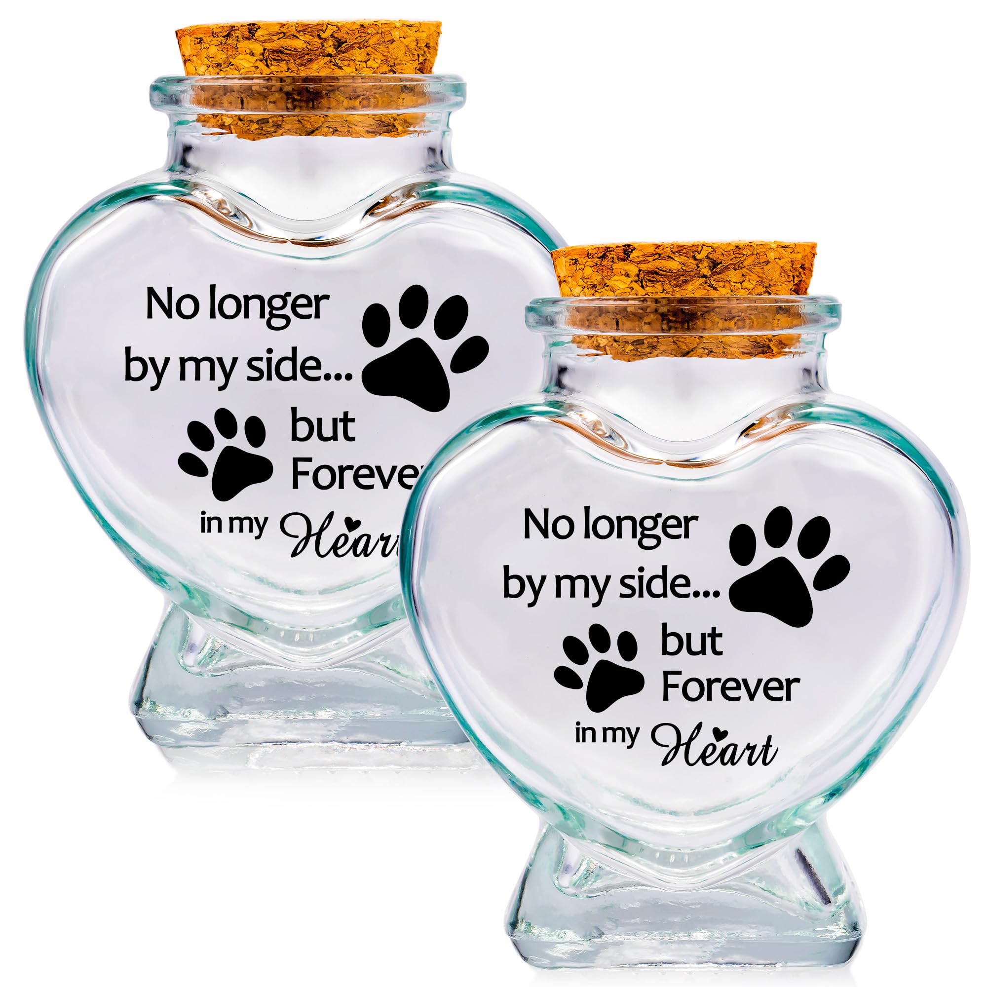 2 Pcs Memorial Bottle for Pet Hair Memorial Urns Glass Bottles for Pet Ashes Pet Fur Keepsake Jar Sympathy Gifts for Loss of Dog Cat (2pc-No Longer By My Side) — image 1