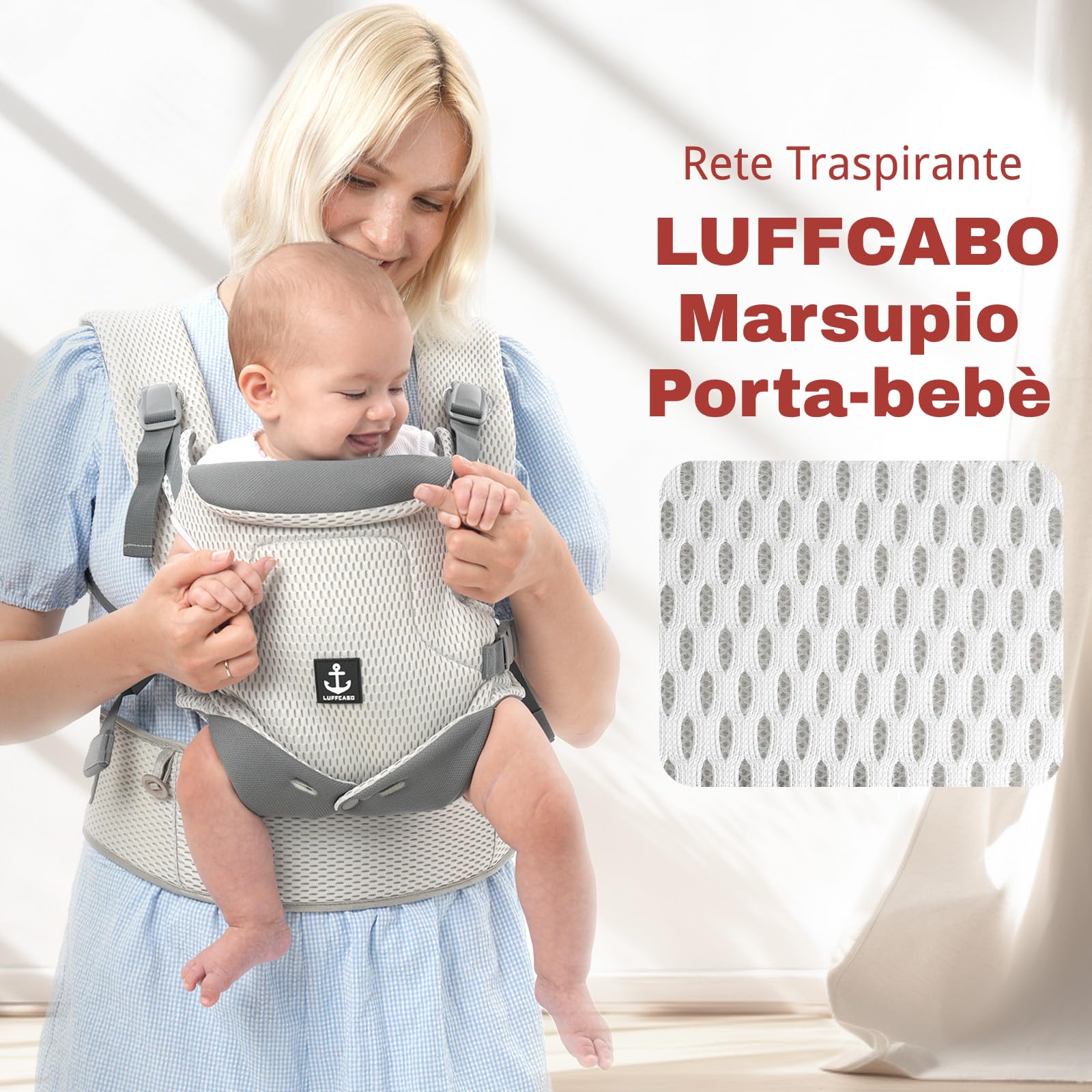Marsupio in Rete, Portabebè, Marsupio per Bebè 5-36 Mesi, Portatori per Bebè, Marsupio Bambino, Portatori per Bambini