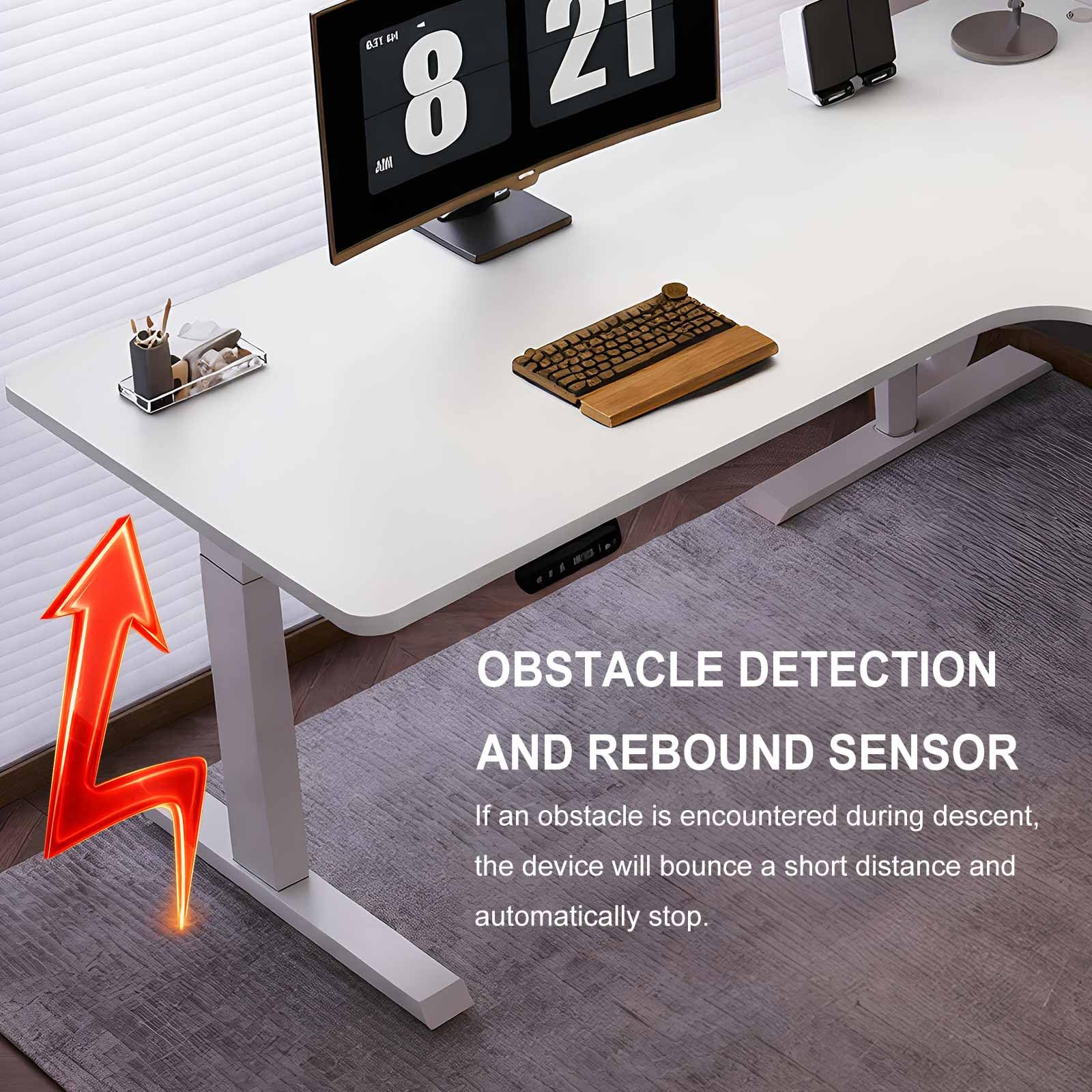 Scrivania Elettrica a L Regolabile in Altezza – Scrivania Angolare Ergonomica per Home Office, Scrivania Computer Sit-Stand,White/Left,180 * 120cm
