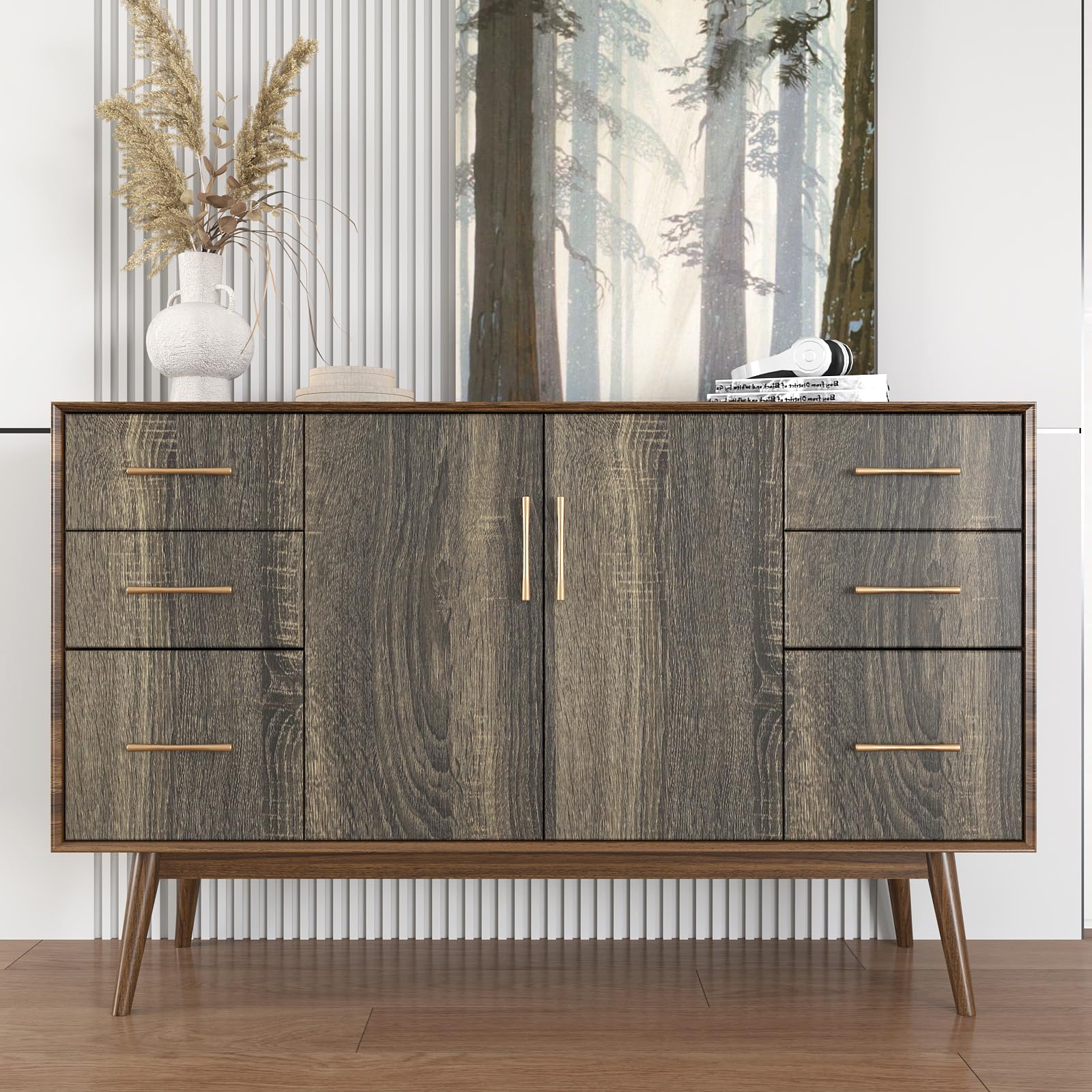 VEELIKE Zelfklevende folie verdikt gestudeerd houtlook bruin waterdichte meubelstickers 40 cm x 900 cm voor slaapkamer, woonkamer of keuken
