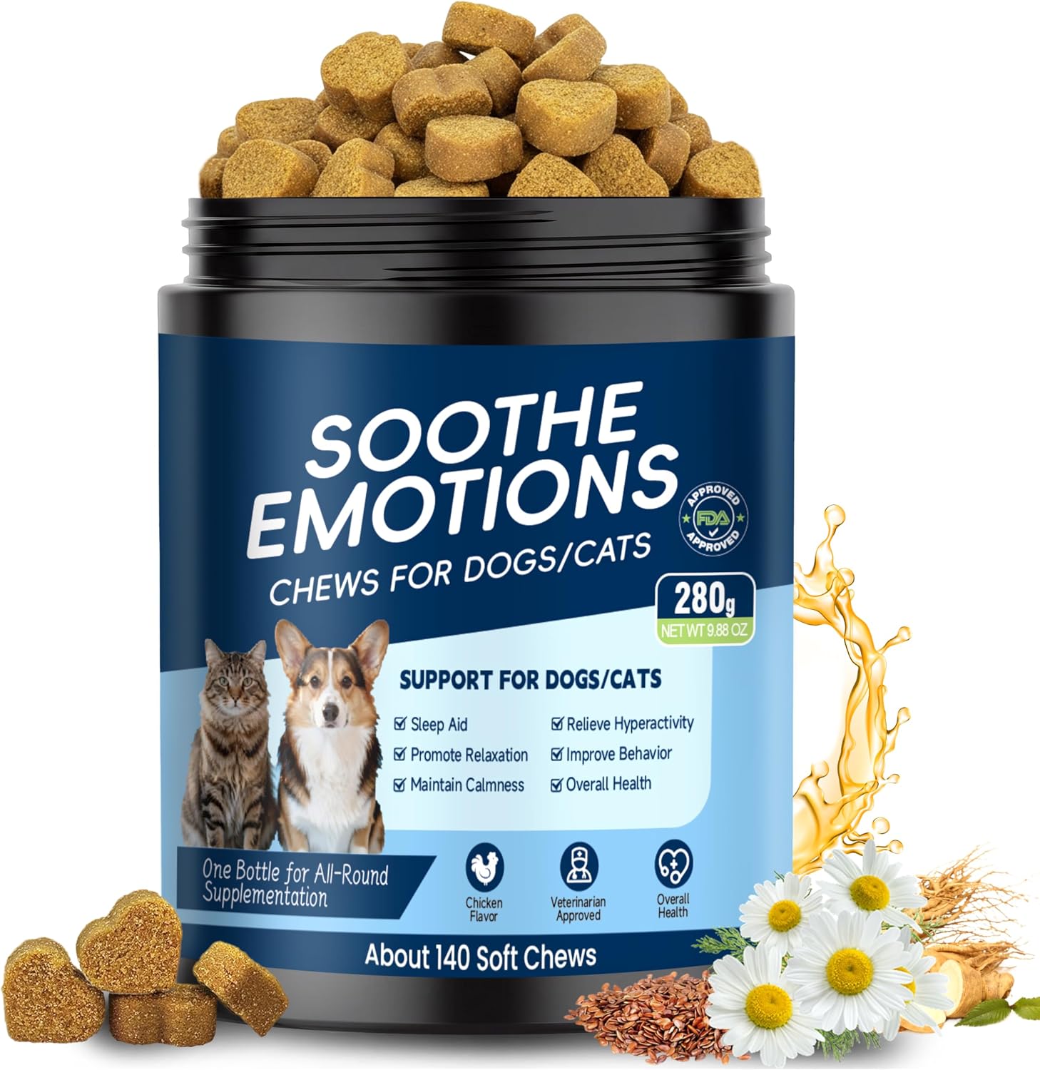Calming Chews for Dogs, Dog Calming Chews Melatonin Anxiety Relief Bites