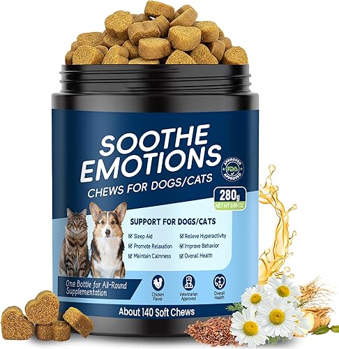 Calming Chews for Dogs, Dog Calming Chews Treats Anxiety Relief Bites with Melatonin, Puppy Sleep Aid for Thunder, Noise, Barking, Separation Anxiety, 140 Soft Chews