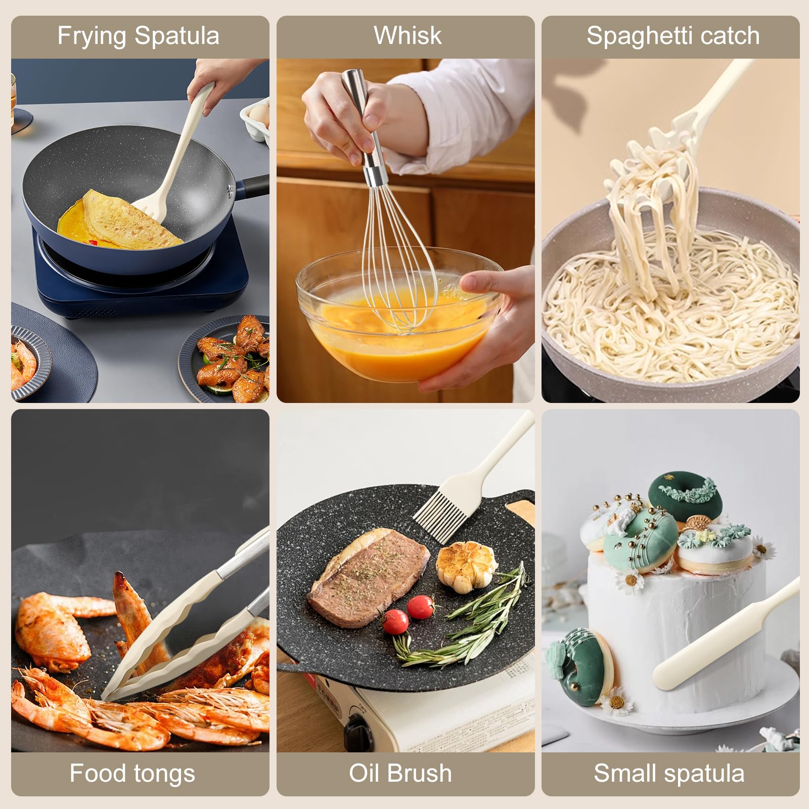 Set Ustensiles Cuisine Silicone Omtofo - 13 Pièces - Sans BPA - Résistant 230°C - Noir