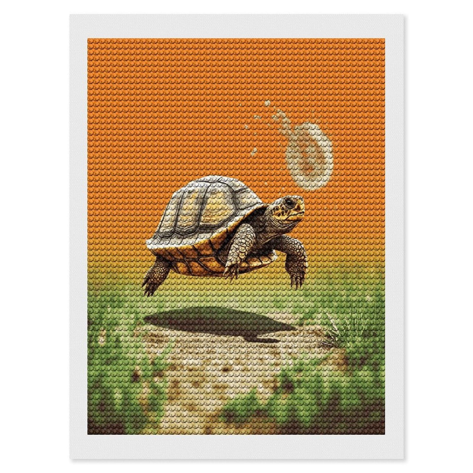 JTREHY Tortoise Turtle Jumping Diamond Art Kits Personalized DIY Round Diamond Painting Kits for Beginner Full Drill Diamonds Dots Paintings for Adults Gem Art Crafts Home Decor