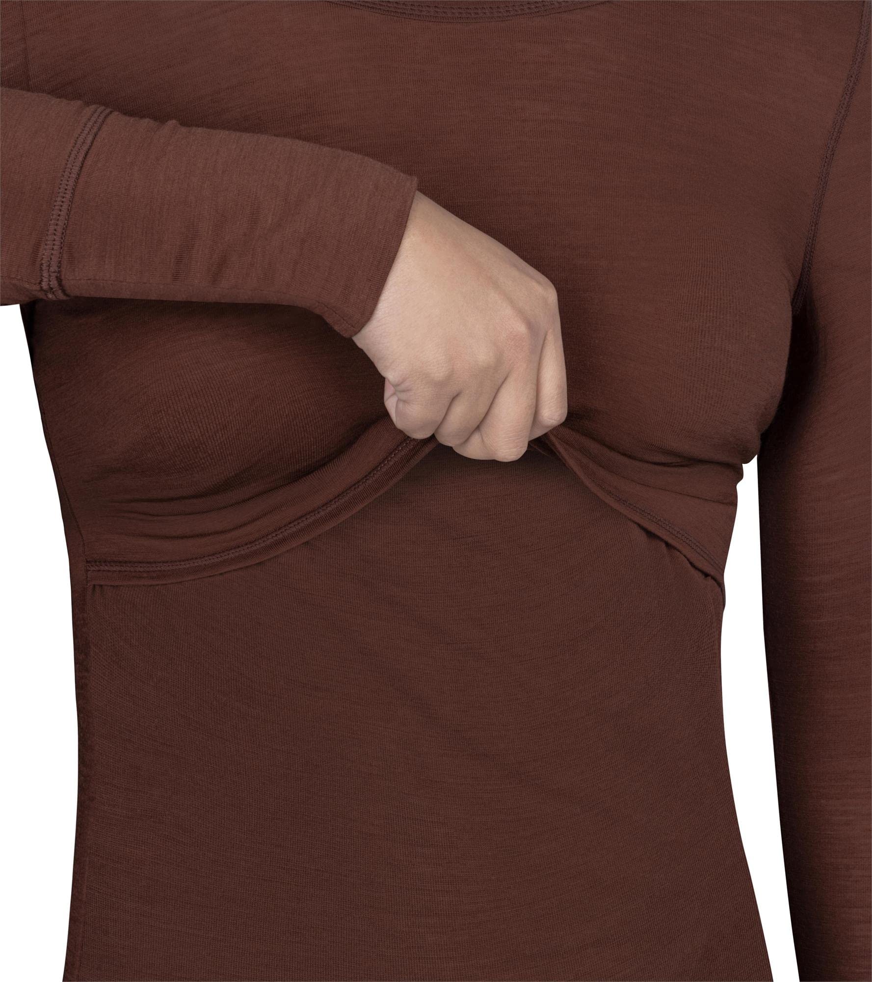 Damen Merino Umstands-Langarm-Shirt Stillshirt mit Rundhalsausschnitt - Schwangerschafts Oberteil Umstandspullover aus RWS zertifizierter Merinowolle und Elasthan