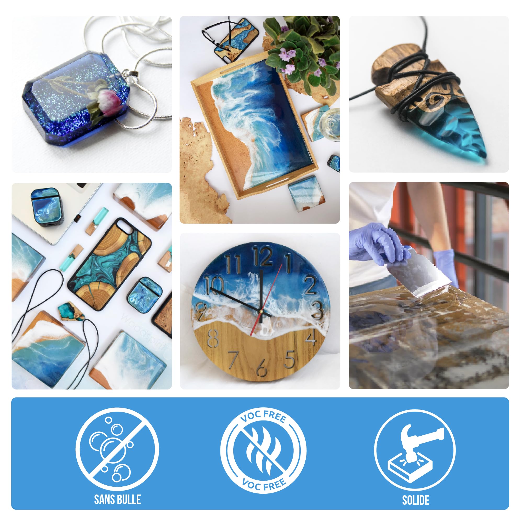 EPODEX PRO, Résine époxy jusqu’à 2cm, CLEAR - Transparent, 1,5kg | Kit transparente, Avec ou sans pigments, résine pour bijoux, arts & artisanat, kit DIY