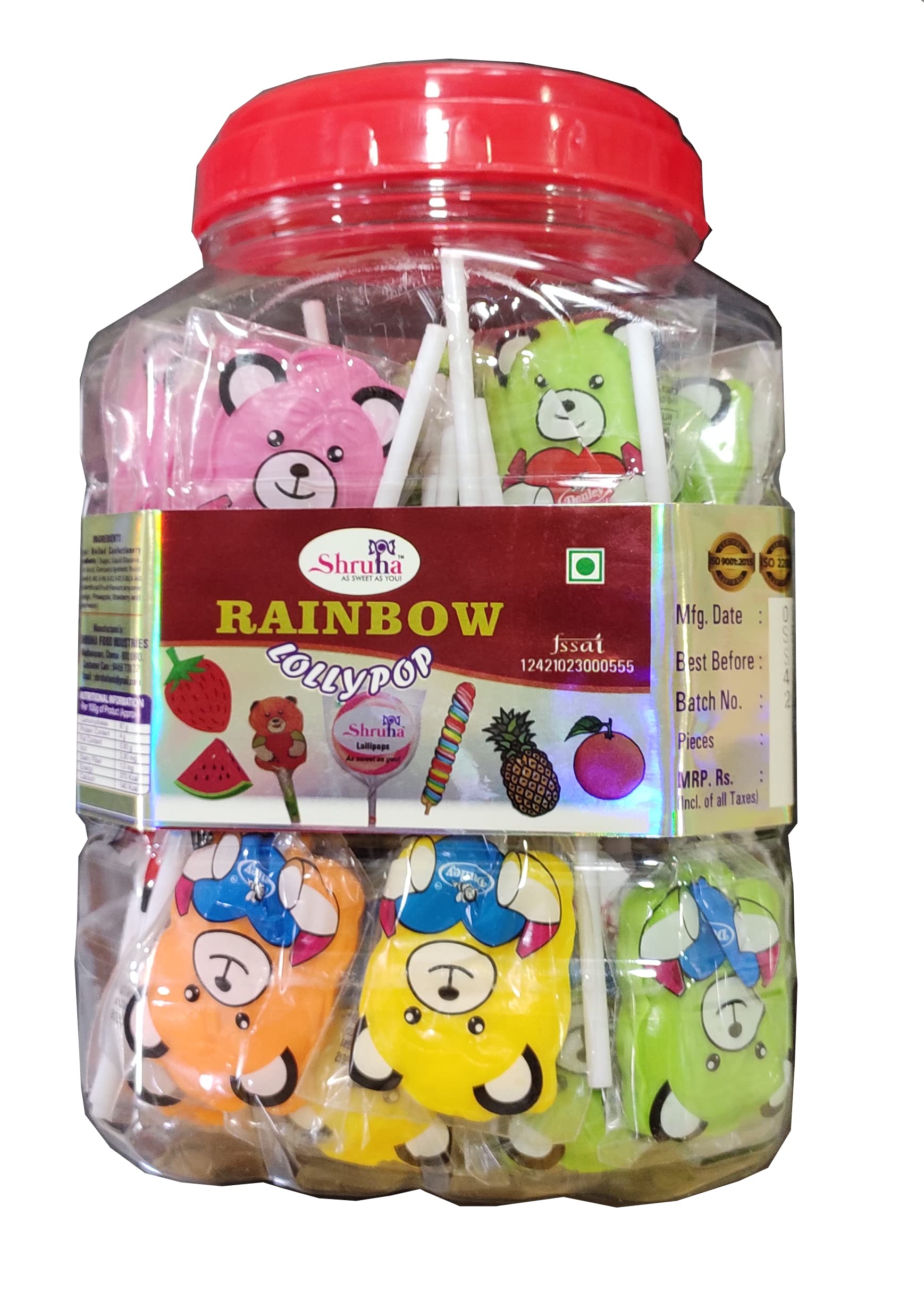 テディ POP Shruha Rainbow Multiflavor Lollipop Candy (40 pcs) (Teddy Pop