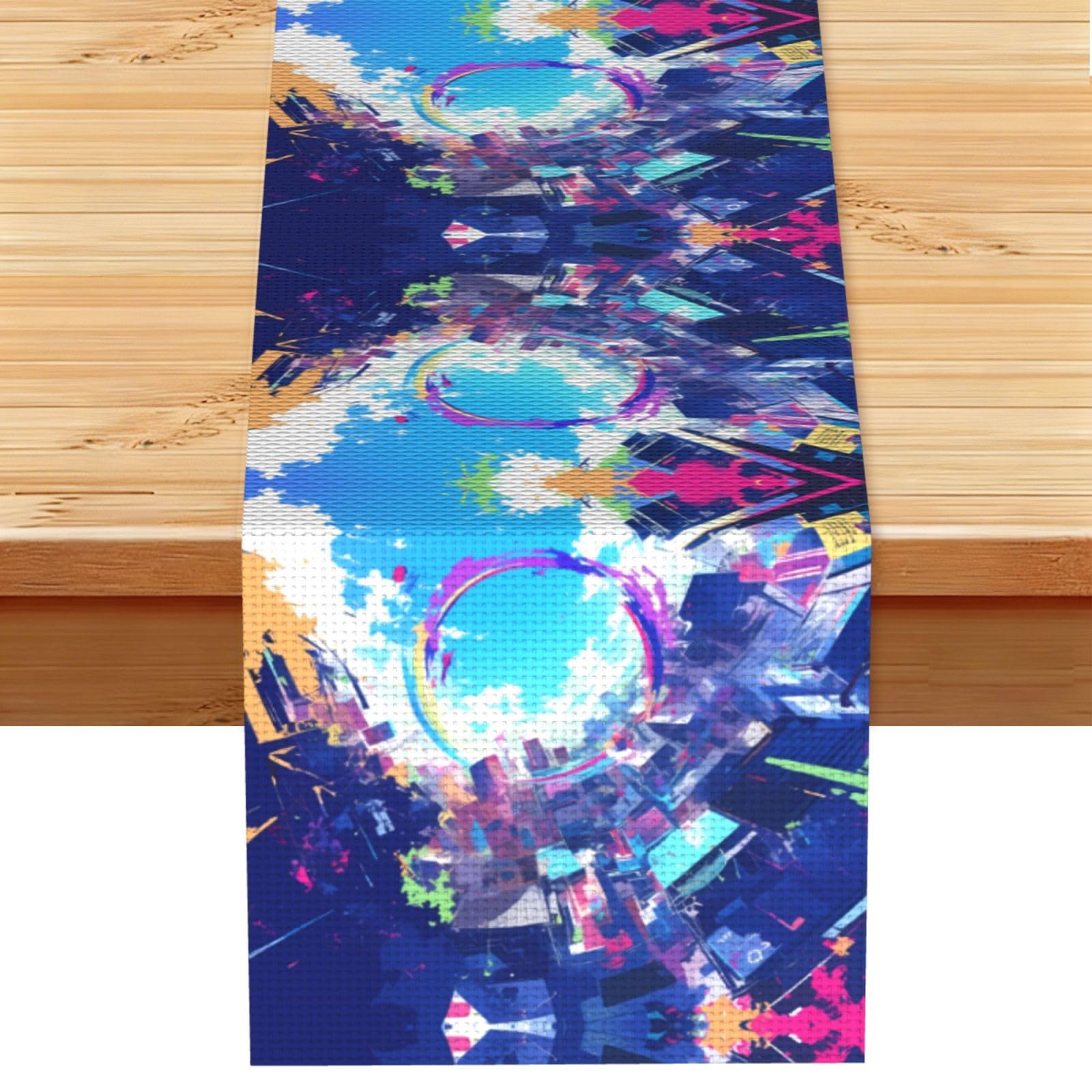 The world of graffiti Linen Feel Table Runner Wedding Party Home Decoration