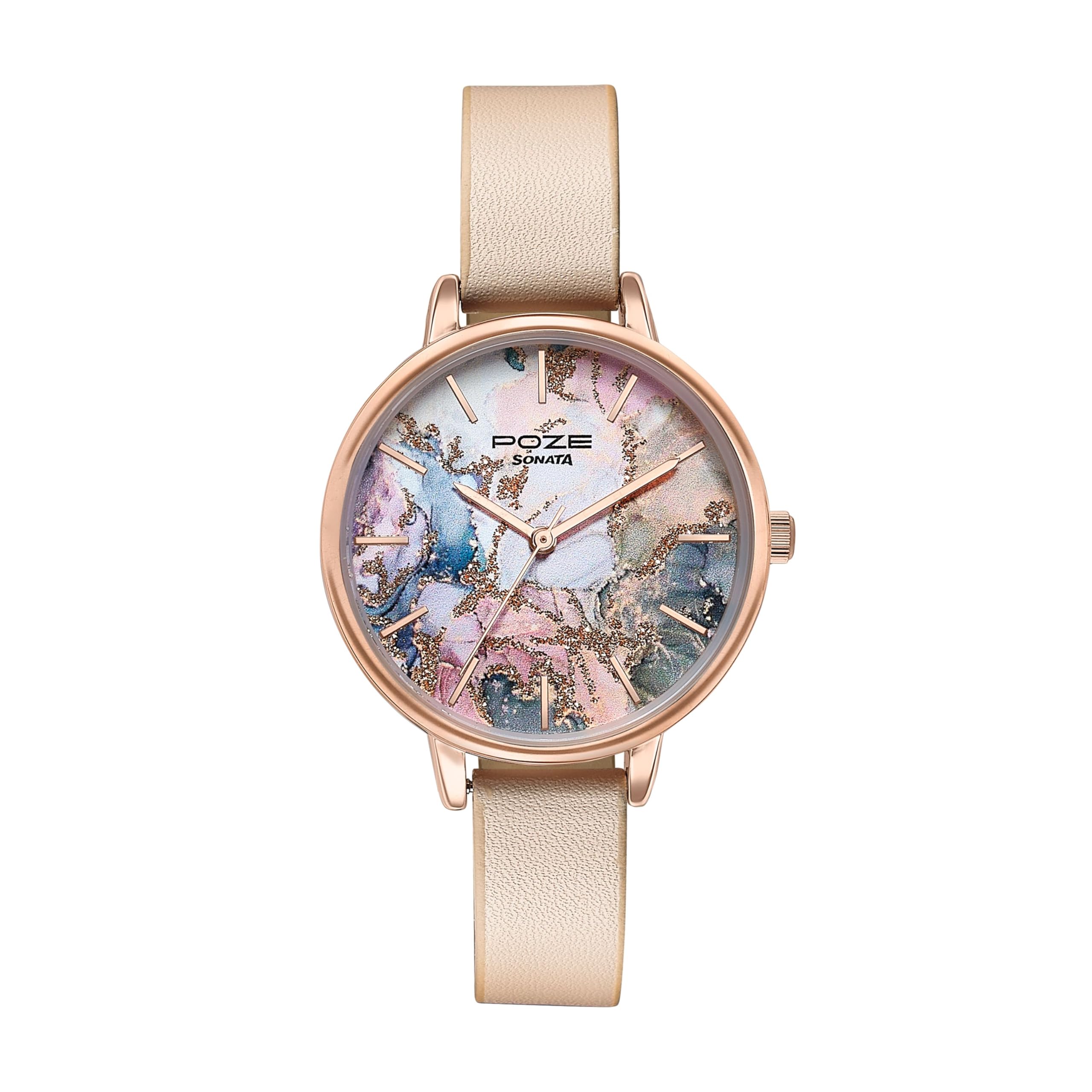 sonata Golden Hour Quartz Multicolor Round Dial Women's Watch | Leather Material | Multi Color Band - SP80115WL01-picture-43