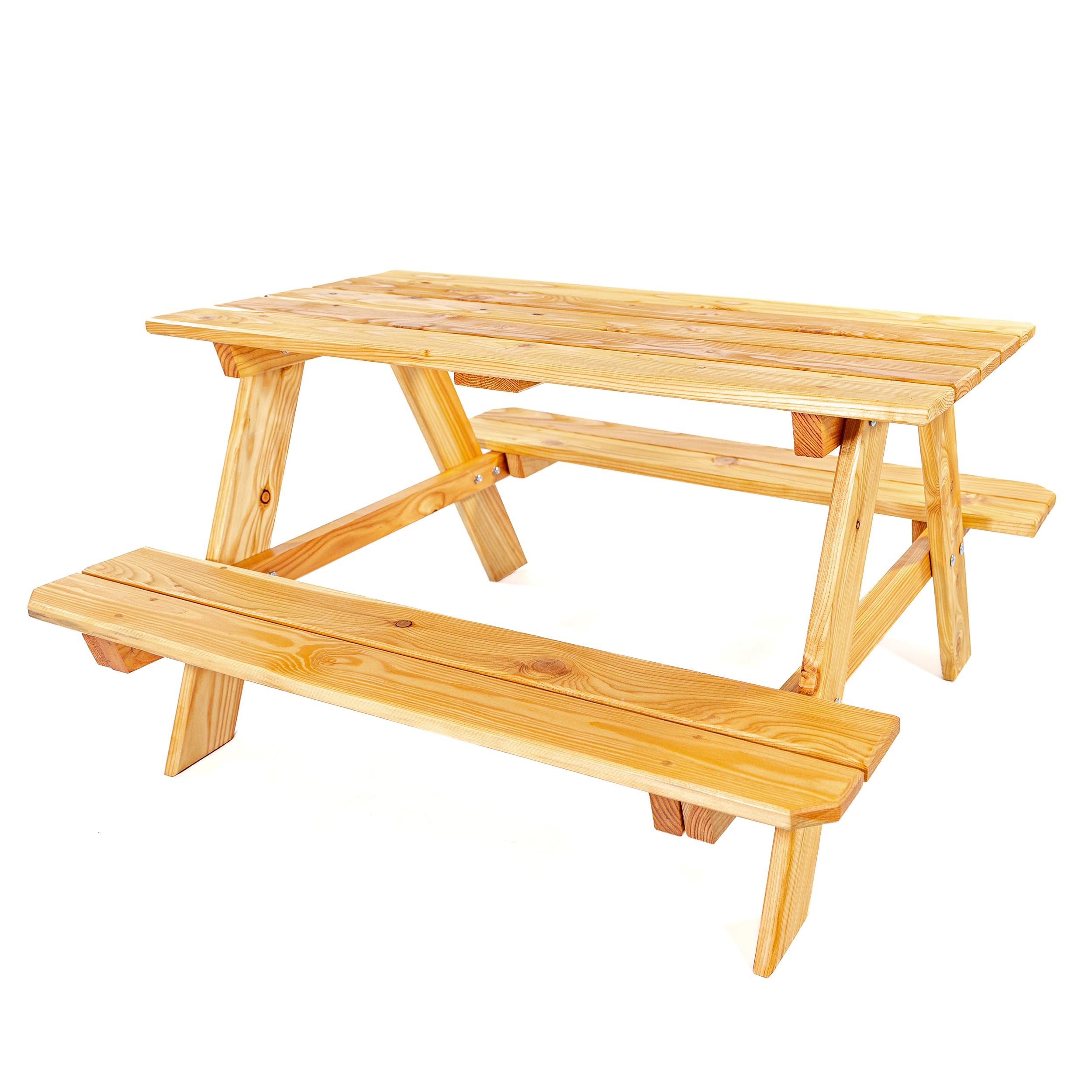 Lemodo Kinderpicknicktisch Natur Lärchenholz, Kindersitzgruppe Outdoor, Picknicktisch Kinder für Garten, Terrasse & Balkon, Sitzgruppe für Kinder, Kindertisch Holz, Gartentisch, Outdoor