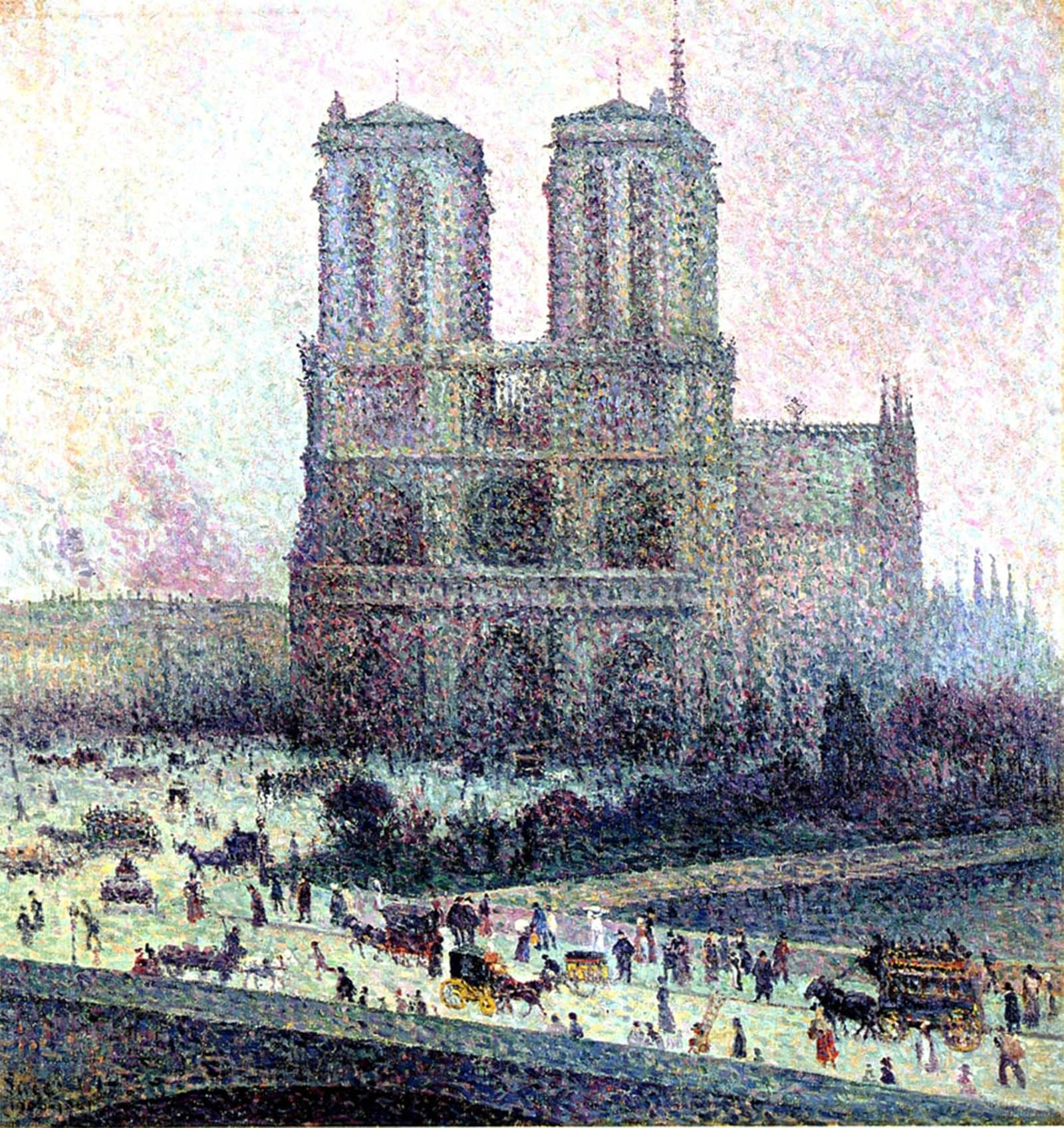ARTXLXXBN Famous Print Painting Colorful Art Print Notre-dame Paris by Maximilien Luce Canvas Art Decorations for Home Decor 60x90cm