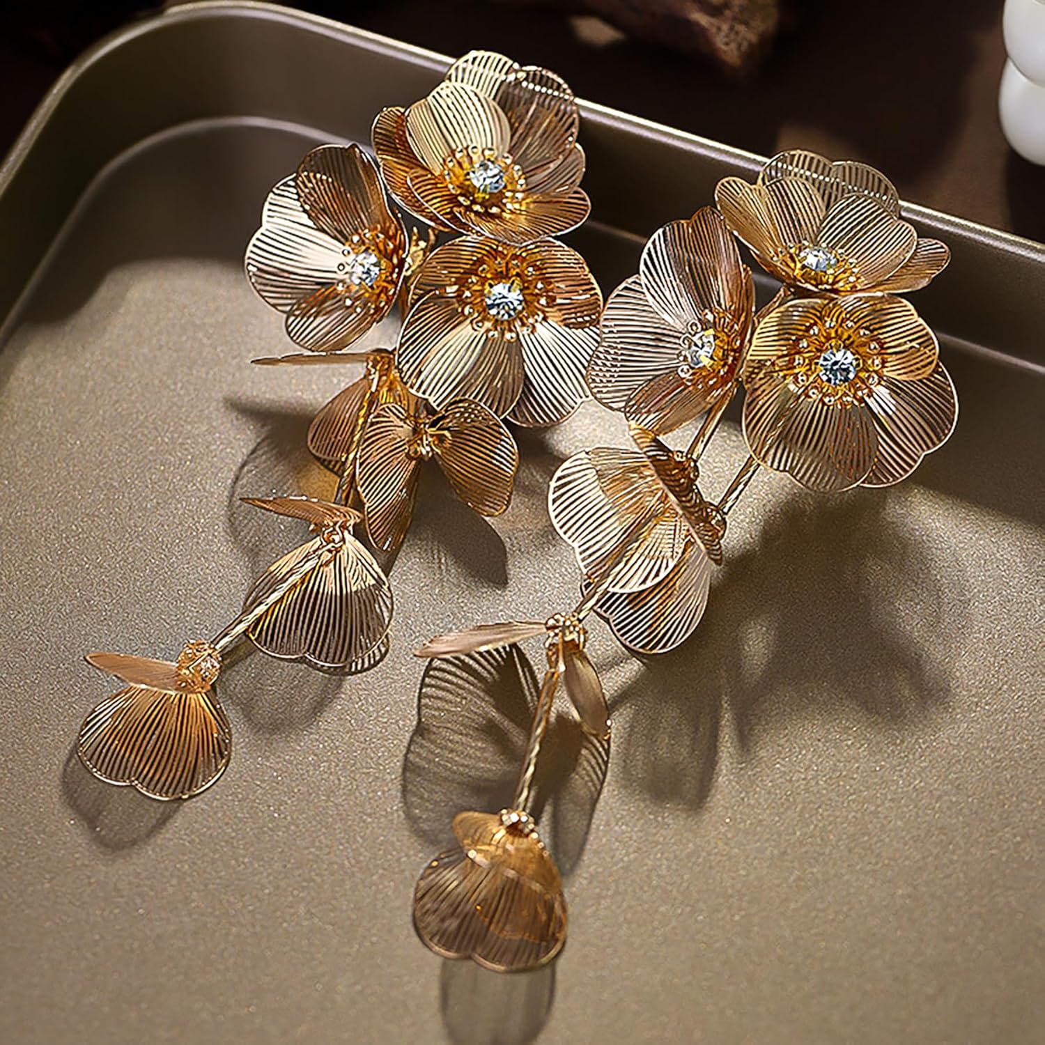 Statement Flower Earrings Classy Gorgeous Earrings Jewelry - Image 3