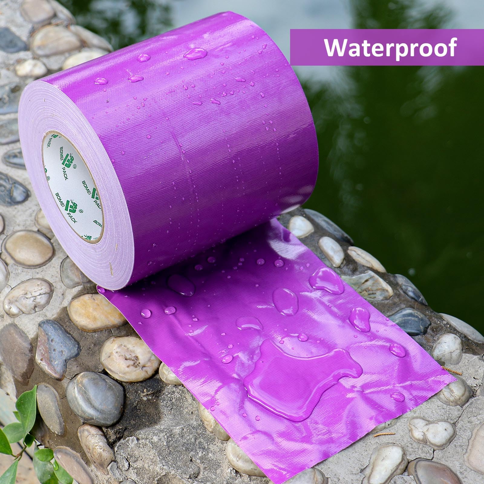 BOMEI PACK Cinta adhesiva de tela morada de 150 mm x 50 m, reforzada, resistente al agua, cinta adhesiva resistente para fijar reparaciones, cajas de etiquetado de manualidades, sellado y flejes para