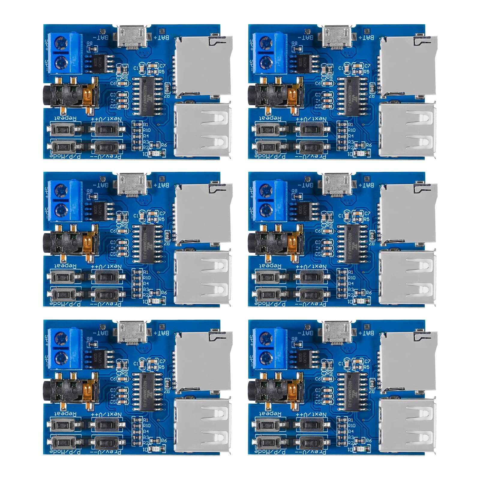 QCCAN 6PCS Micro USB MP3 Decoder Module TF Card U Disk MP3 Format Decoder Board Amplifier Decoding Audio Player Module 3.7-5.5V