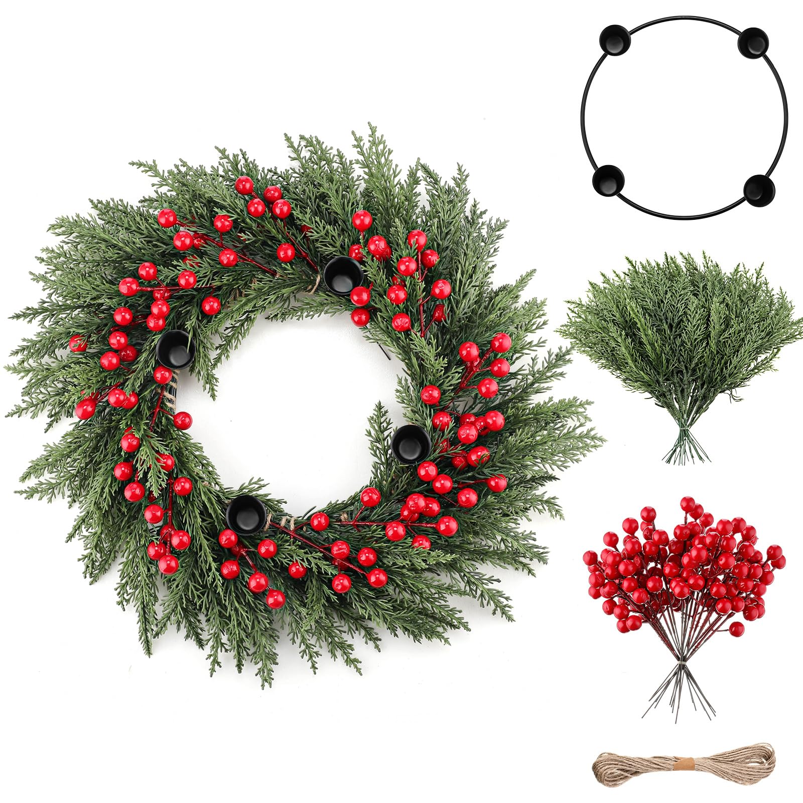 Couronne de l'Avent de Noël en cyprès à faire soi-même pour centre de table