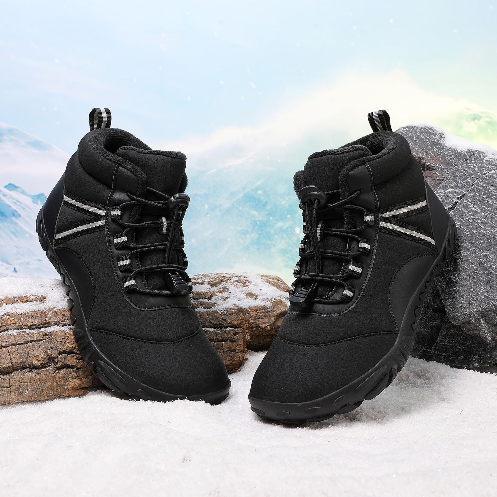 Botines de Invierno para Parejas, con Forro Polar, cálidos y cómodos, con Cordones elásticos, Ideales para Clima frío, Senderismo y Uso Diario Informal, Antideslizantes_1
