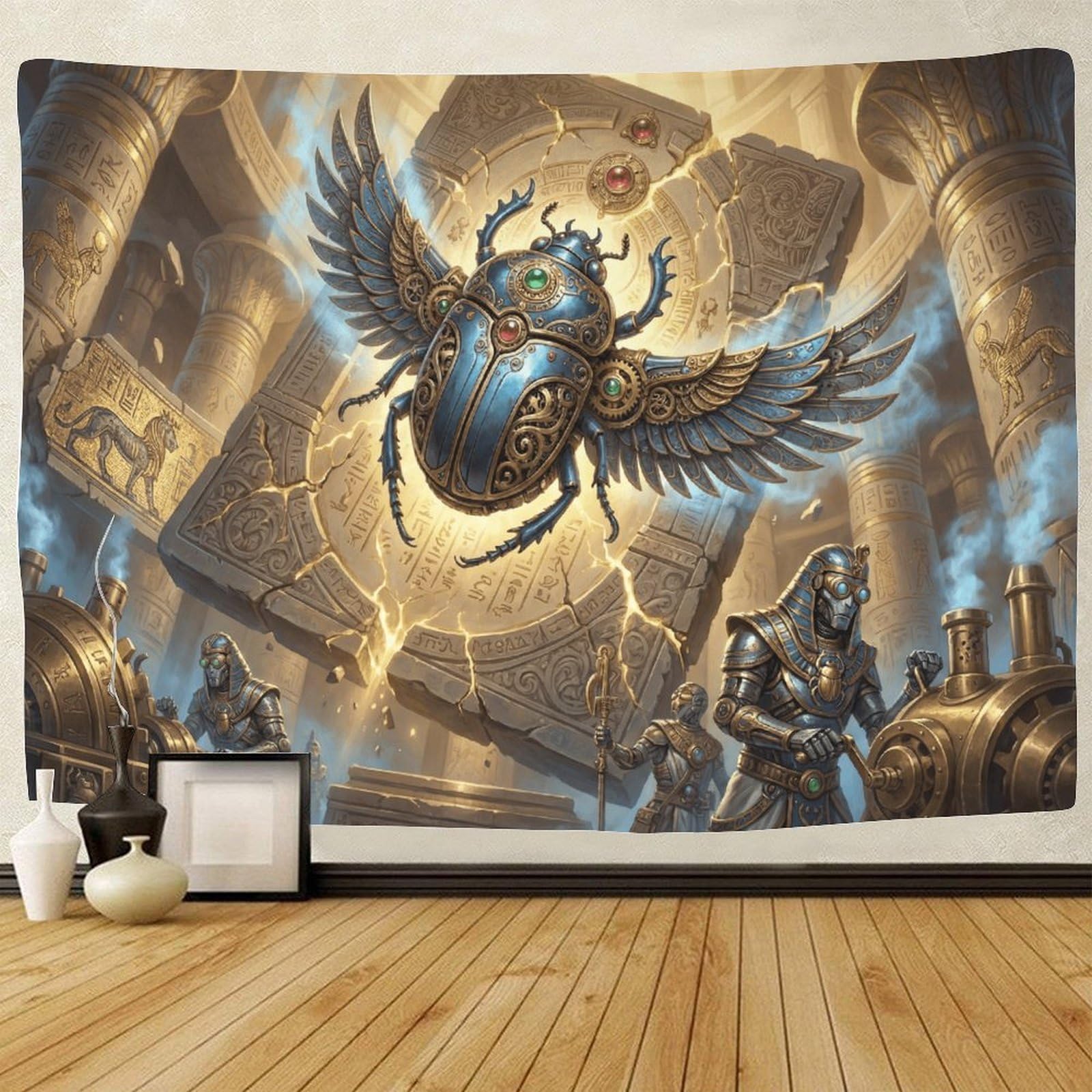 GPMNBCXZK Egyptian Scarab Steampunk Bedroom Art Wall Tapestry Decor Living Room 3D Printed 180cmx230cm