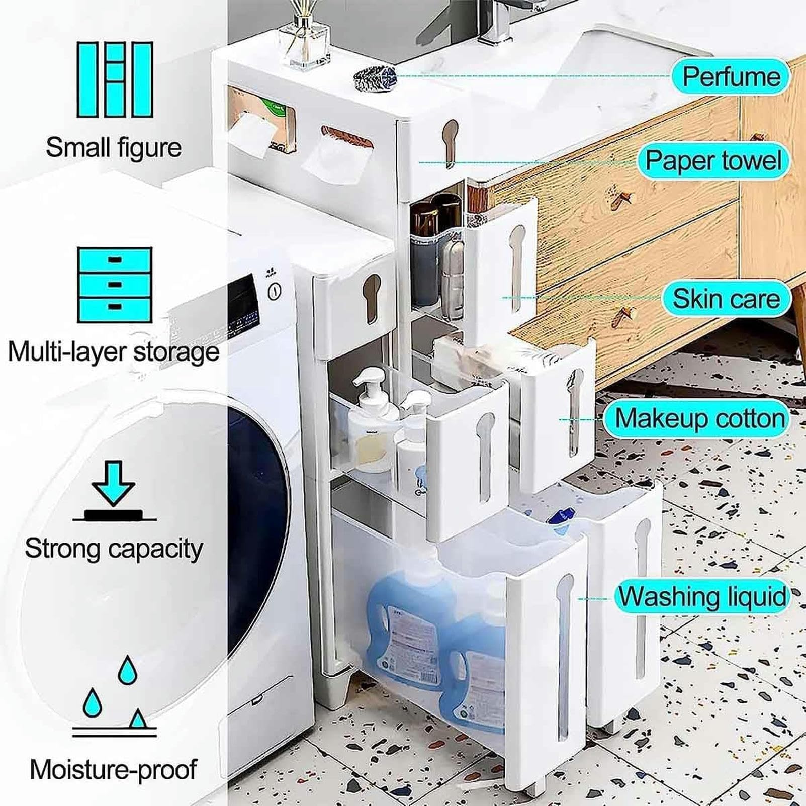 Cajones de almacenamiento apilables independientes, gabinete de piso de esquina de 2/3/4 niveles, gabinete de almacenamiento de baño pequeño para cocina, Sala de estar, g