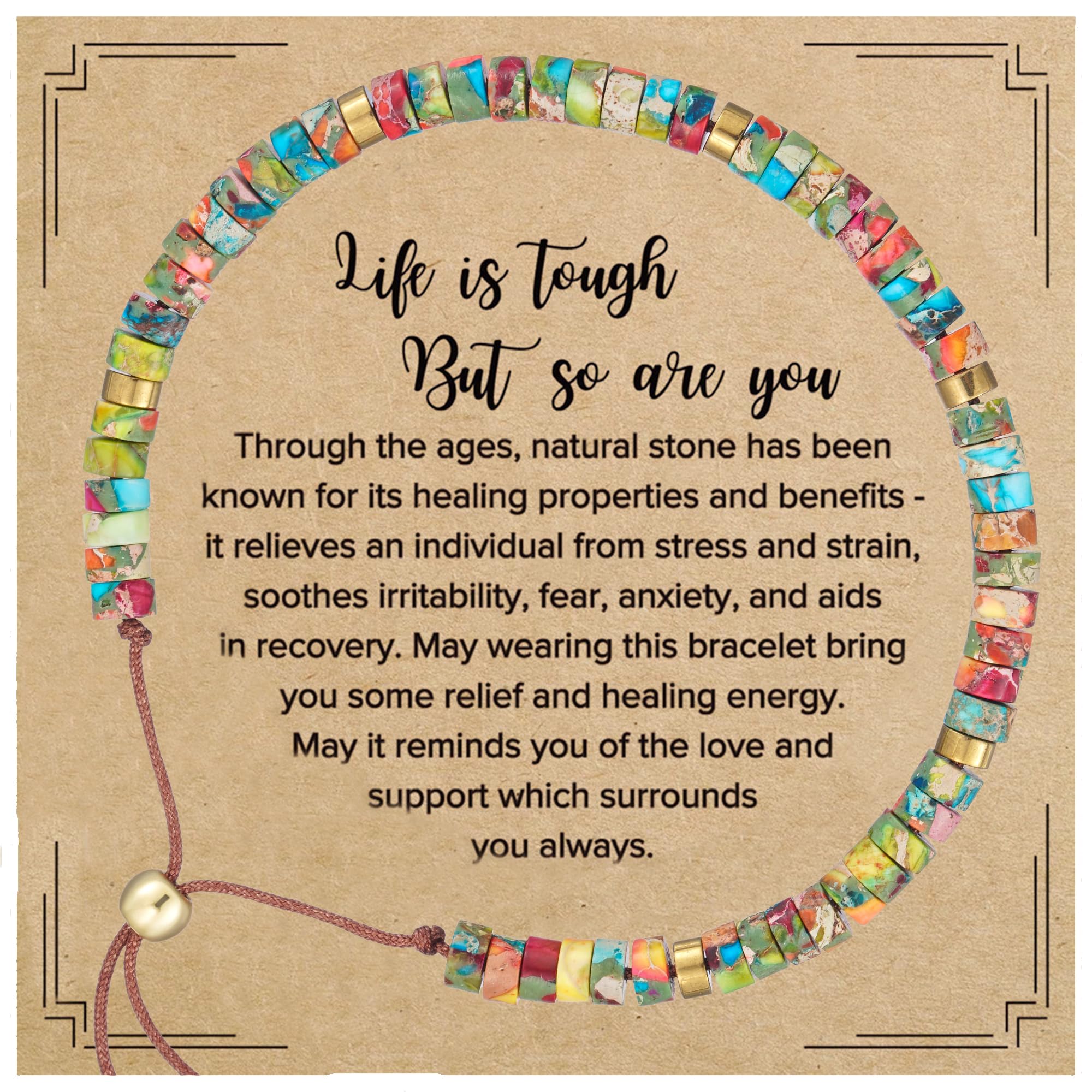 Plumiss Boho Inspirational Gifts Bracelets for Women,Handmade Unique Energy Natural Stone Beaded Strand Wrap Bracelet Jewelry Gift