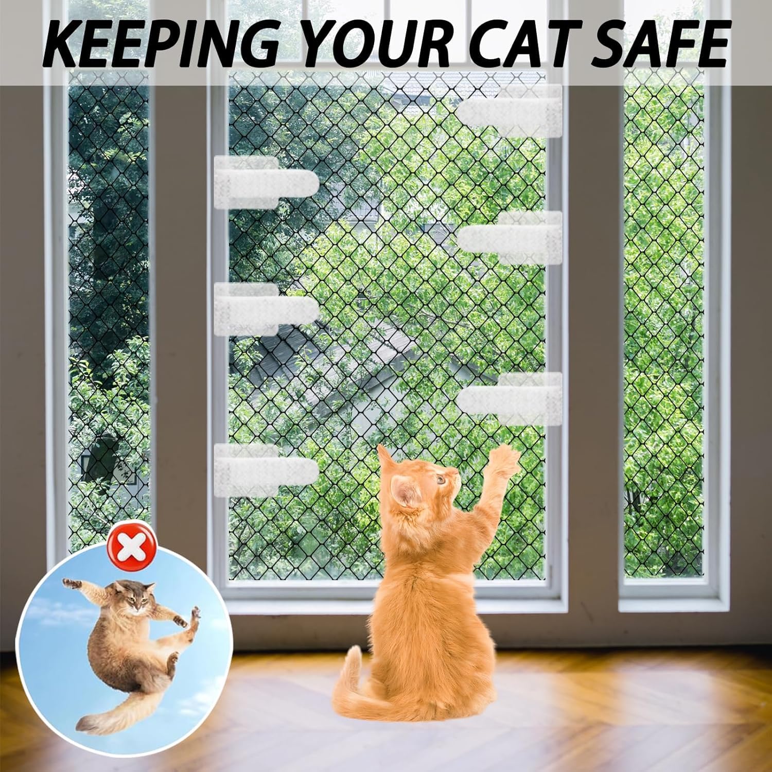 Ganci Adesivi Per Rete Gatti - Fissaggio Sicuro Senza Fori Per Balconi E Finestre (60 Pz) - Foto 2