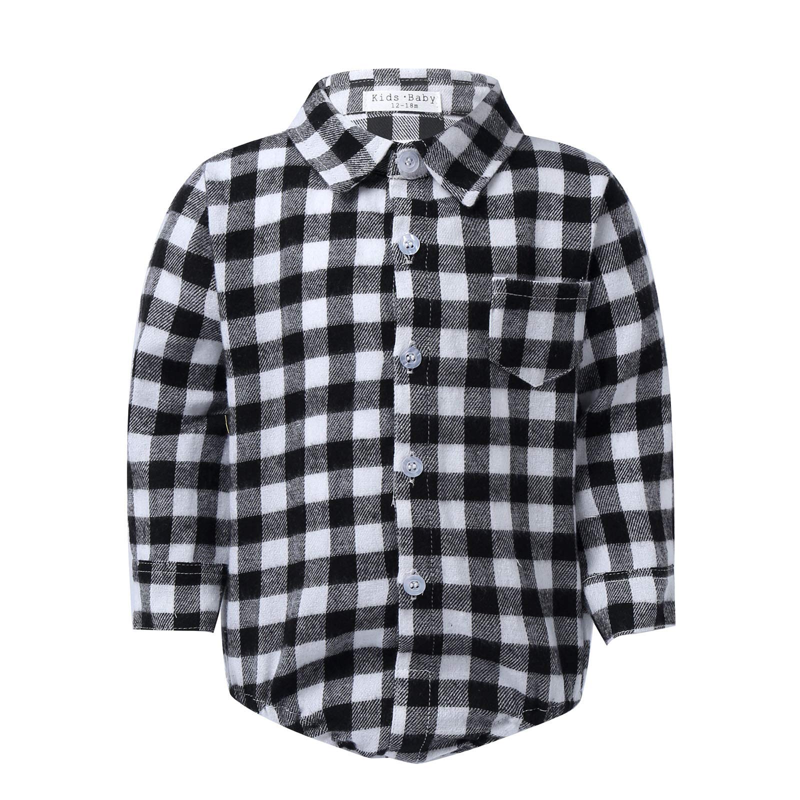 Infant Boys Button-up Baby Romper Plaid Basic Shirt Jumpsuit Long Sleeve Gentleman Daily Clothes