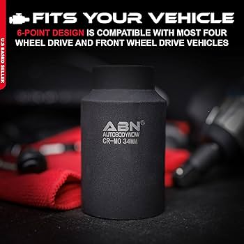 m m ABN Axle Nut Socket, 34mm, 1/2in Drive, 6 Point – Universal