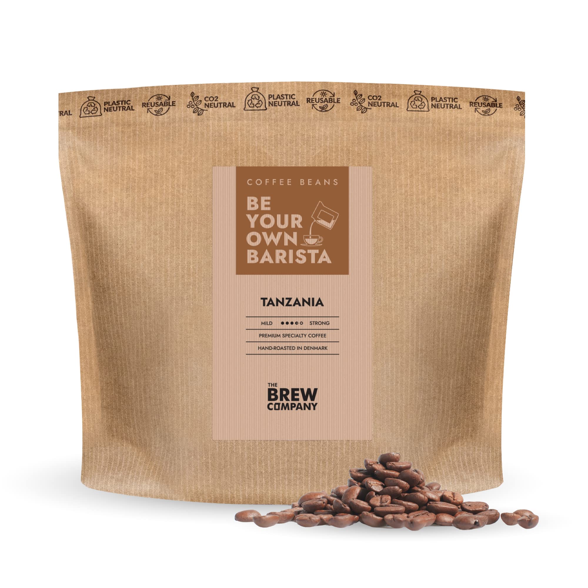Specialty Tanzanian Coffee Beans 333g - Small & Resealable Bag to Ensure Freshness | Whole Bean Coffee Suitable for All Machines | Hand Roasted in Artisan Roastery in Denmark