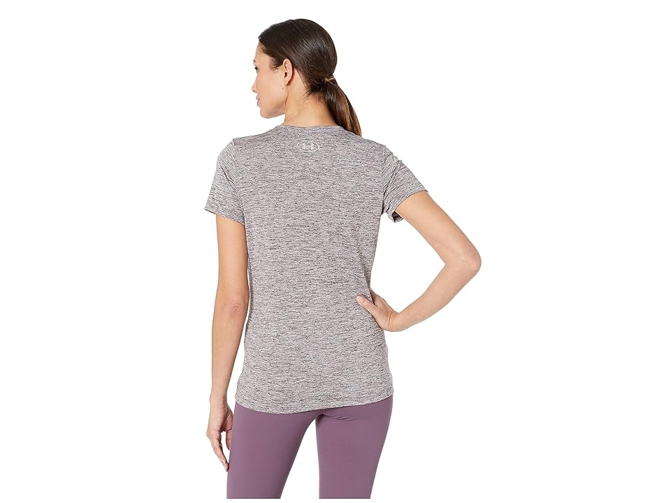 

Under Armour UA Techtm Twist V-Neck (Ash Taupe/Metallic Silver) Women's Short Sleeve Pullover, Gray