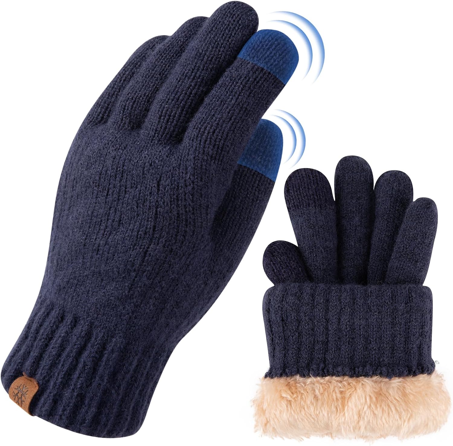 Winter Gloves for Men Cold Weather Warm Touch Screen Knit Lining Thermal Elastic Mittens for Running Driving