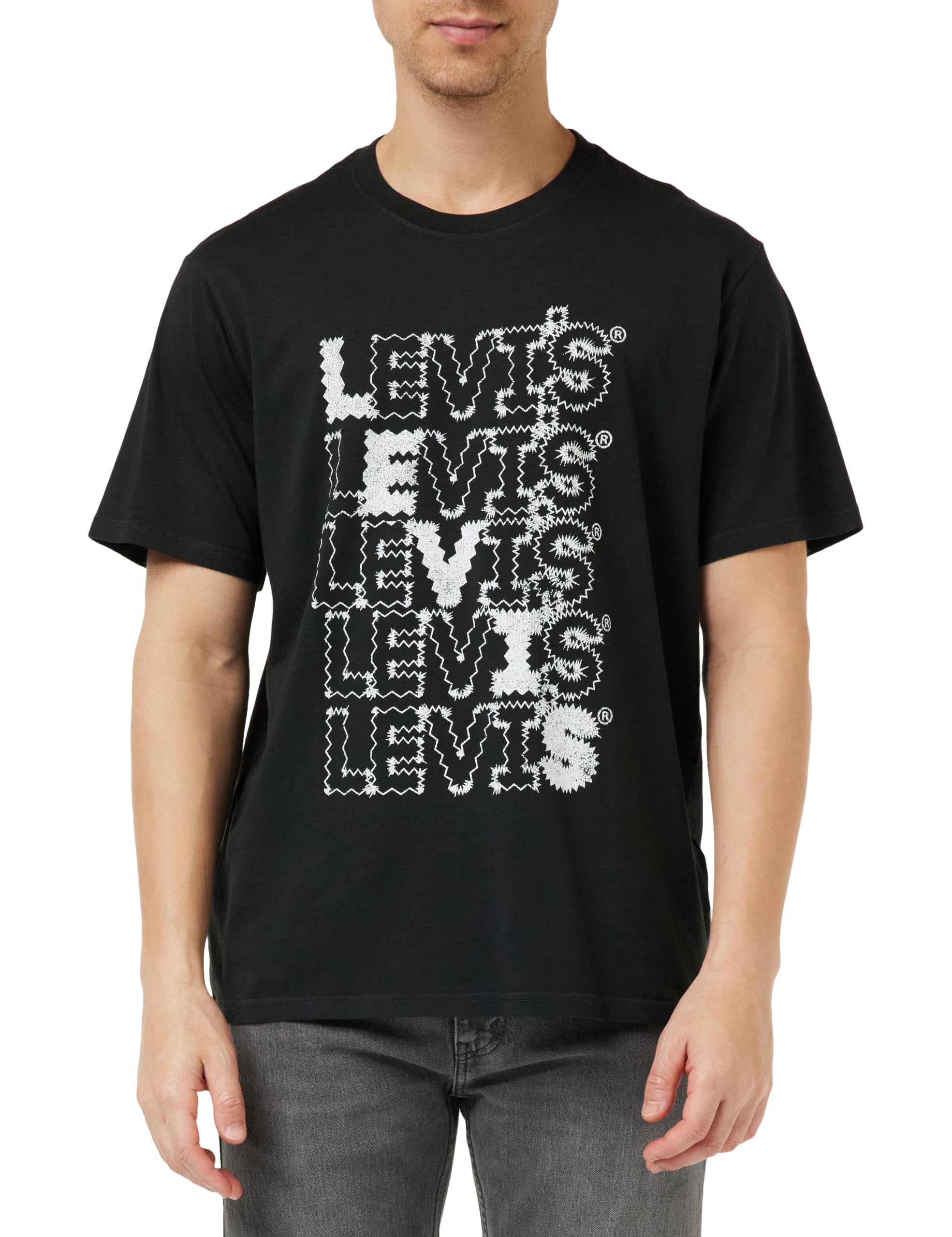 Levi's Ss Relaxed Fit Tee, Hombre, Zigzag Headline Gd Caviar, XL