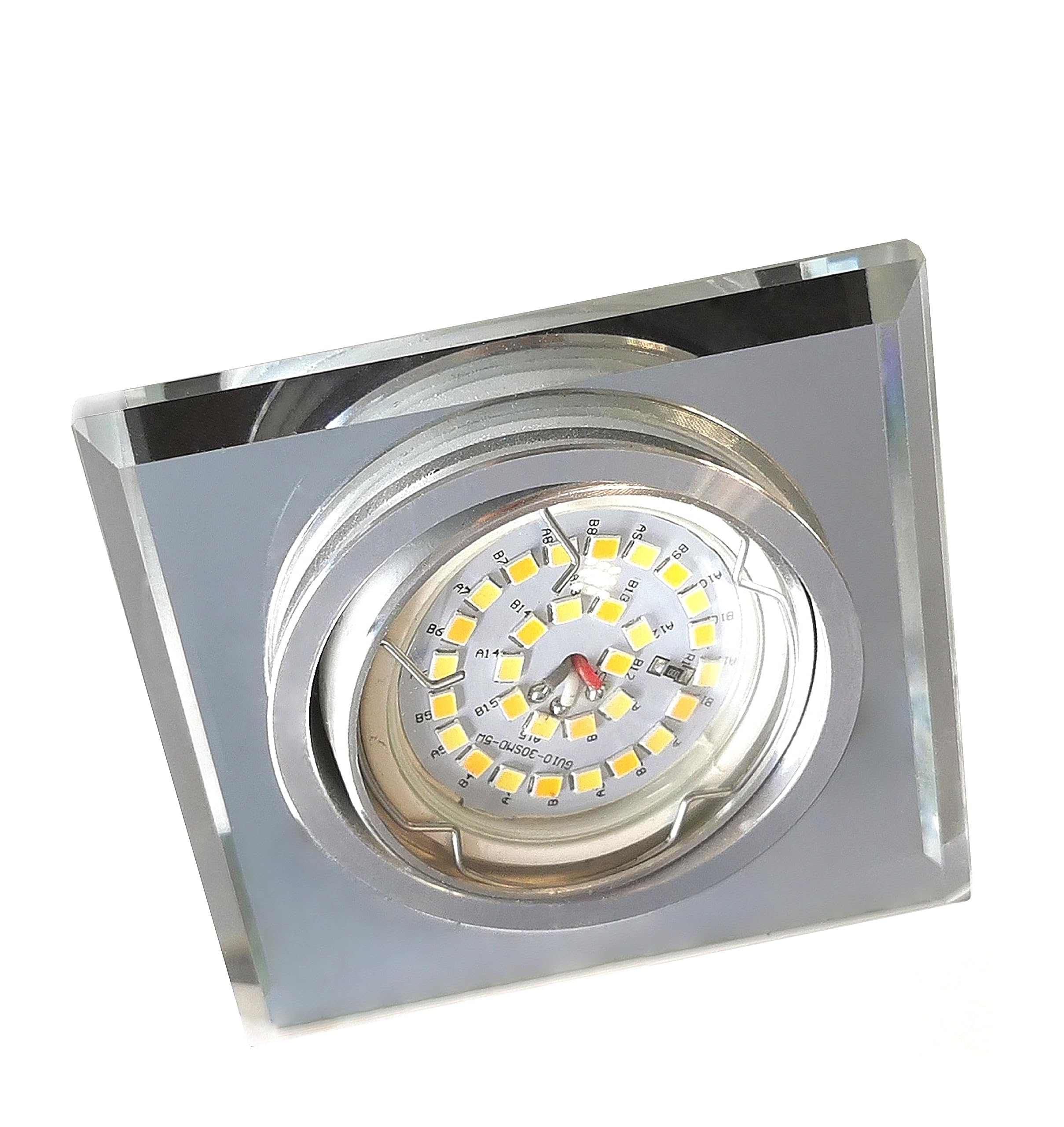 Trango 6er Pack 6729S-06M36K Einbaustrahler aus Glas handgschliffen inkl. 6x Farbtemperatur steuerbar LED Modul 3000K/4000K/6000K LED Modul nur 3cm Einbautiefe Bad Dusche