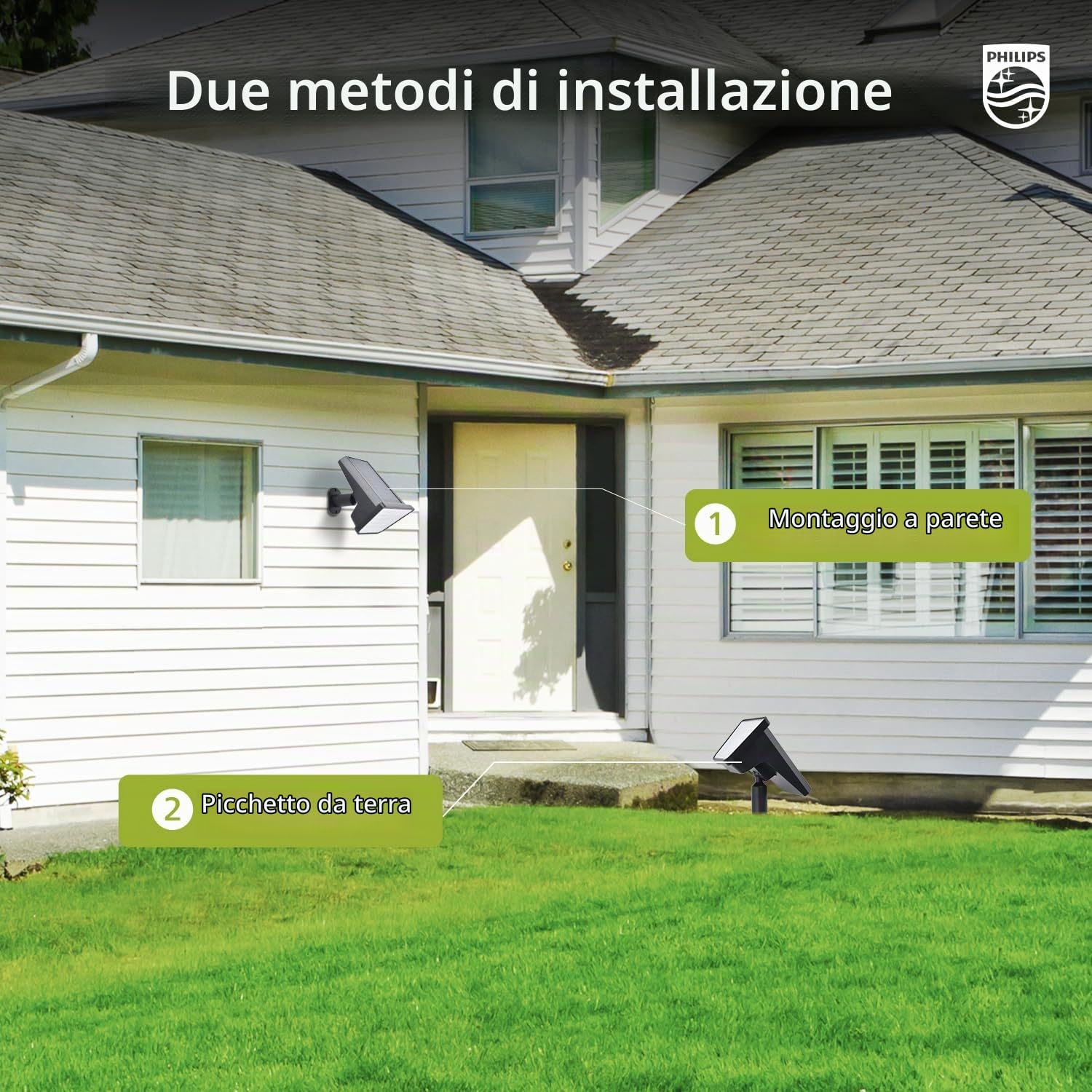 Philips Set di 6 faretti da esterni, impermeabili, 28 LED 7500 K, illuminazione paesaggistica per giardino, vialetto e prato, funzione crepuscolo all'alba