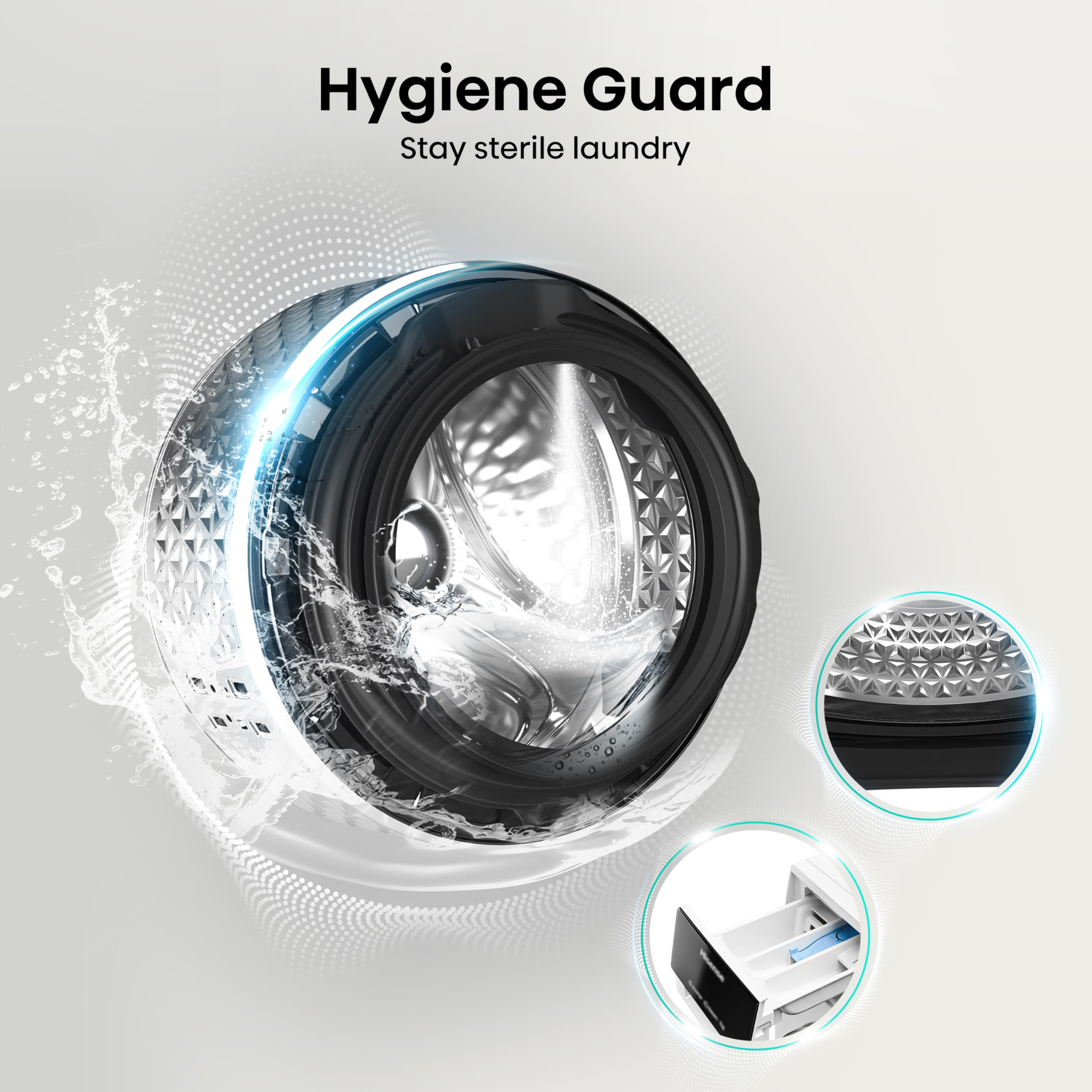 Hisense 3S Series WD3S9043BW3 Wifi Connected 9Kg / 6Kg Washer Dryer with 1400 rpm - White - D Rated [Wash&Dry], A Rated [Wash Only] — view 8