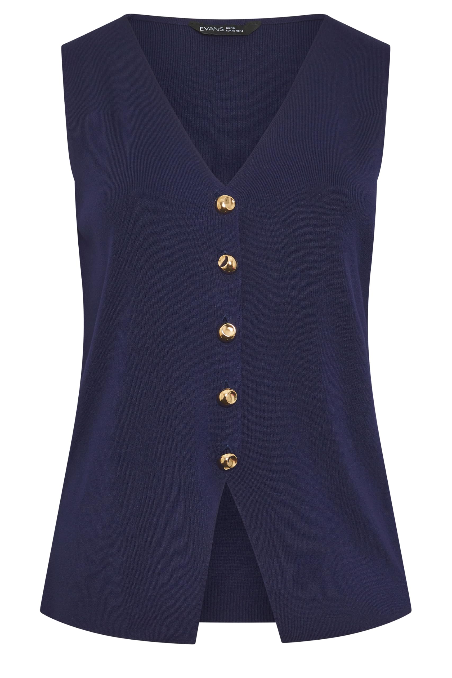 EVANS Curve Blue Knitted Waistcoat - Women's - Plus Size Curve