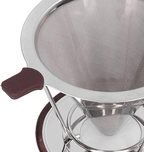 Miniatura 8 de Filtro de café de acero inoxidable, colador de metal, para verter sobre cono, reutilizable, desmontable, con soporte de 1 a 4 tazas, verter sobre