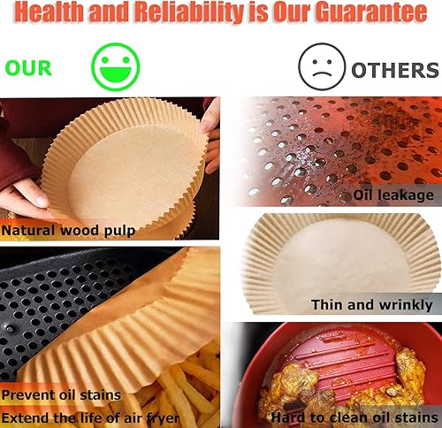 Miniatura 5 de Fryer - Forro de papel desechable de 63 pulgadas  100 revestimientos antiadherentes para freidora de aire redondos a prueba de aceite papel de