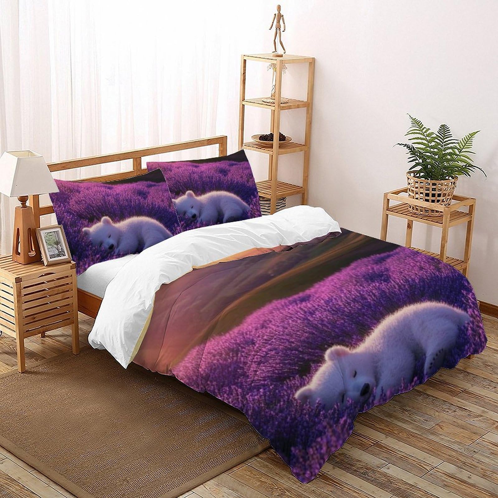 Housse de couette chiots de prairie double en microfibre imprimé 3D