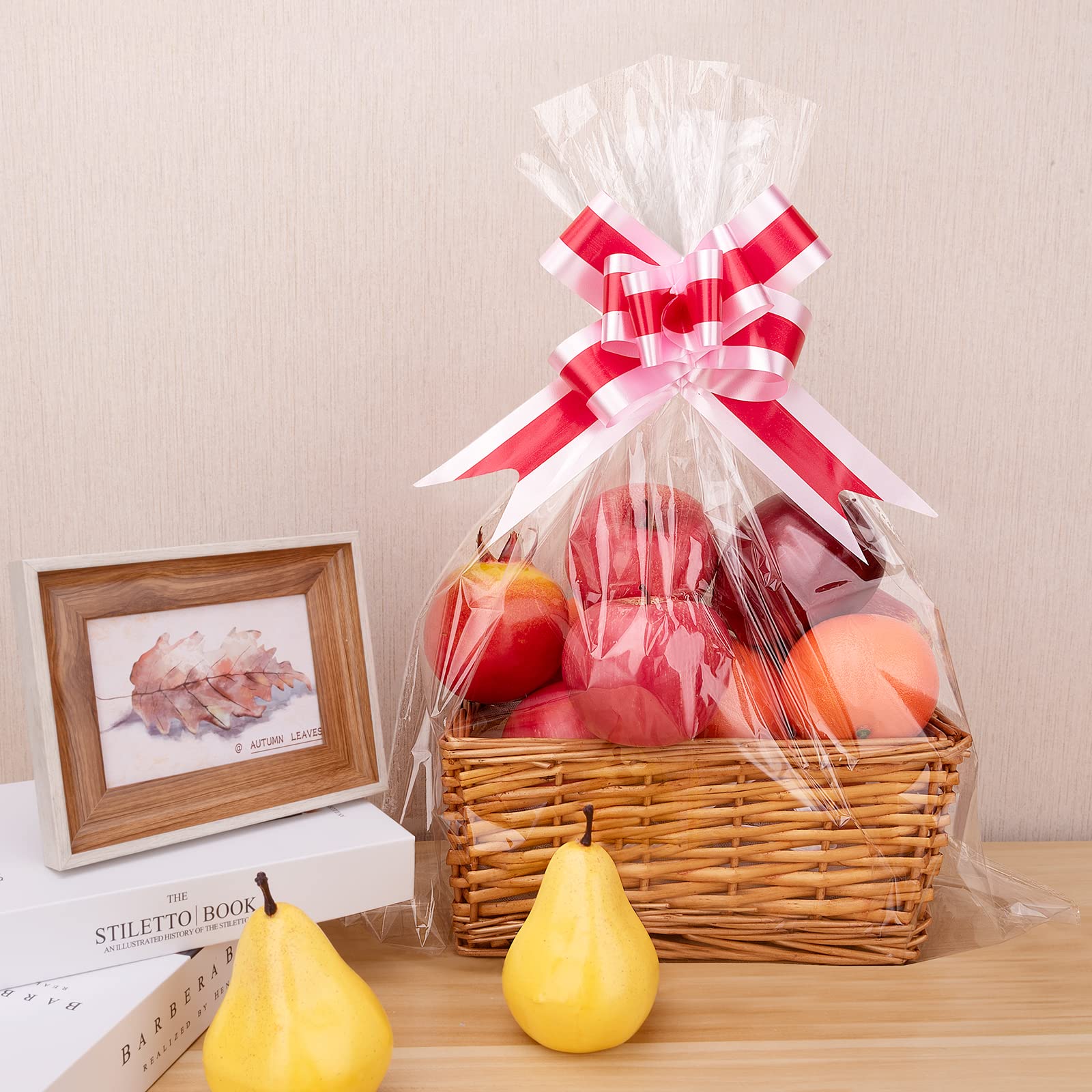 ZipSeven Lot De 5 Sacs En Cellophane Transparents Pour Bouteilles De Vin, 15,2 X 45,7 Cm, Sacs Cadeaux Avec Nœuds En Ruban, Sacs En Cellophane Transparent Pour Emballer Des Cadeaux (lot De