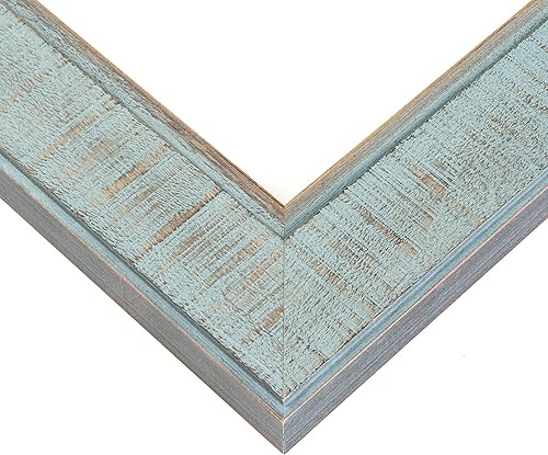 Marco azul de 12 x 39 pulgadas, marco de fotos de madera maciza envejecida, ancho de 1.5 pulgadas, profundidad del marco interior de 0.5 pulgadas,