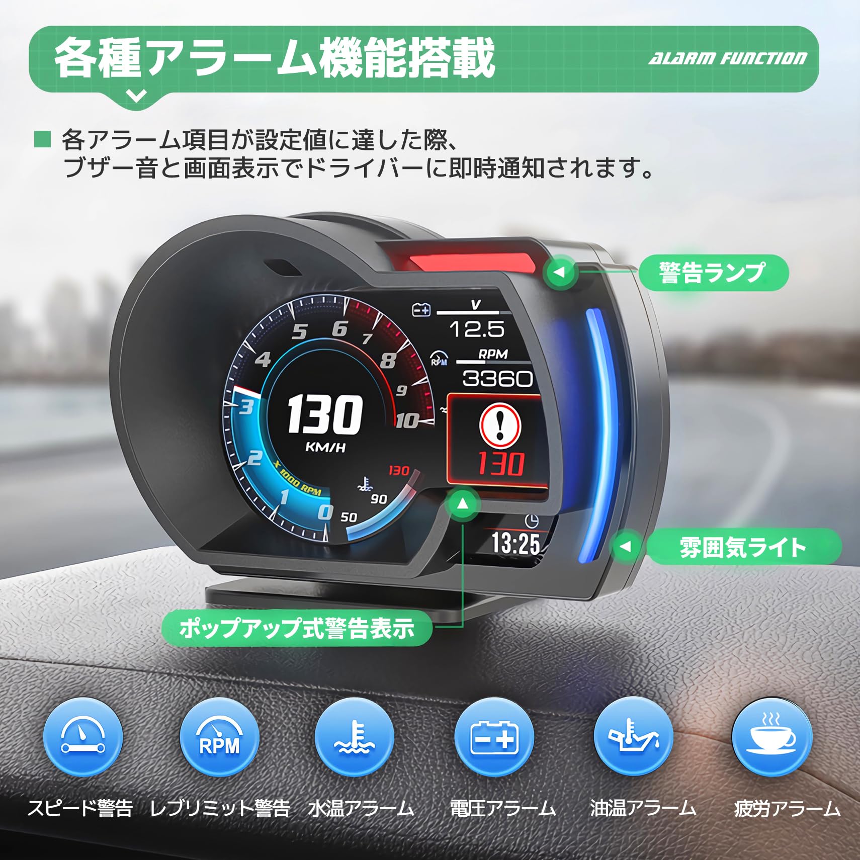 Amazon.co.jp: ChoiQua OBD2 メーター マルチメーター タコメーター