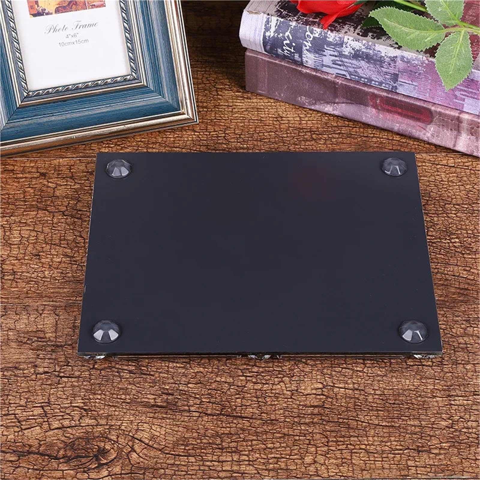 Bandeja Decorativa De Cristal con Espejo, Organizador Maquillaje