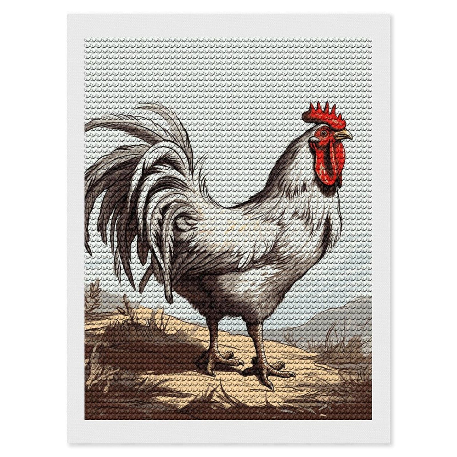 Chicken Sketch Diamond Art Kits for Adults, DIY 5D Diamonds Painting Kits for Beginner, Round Full Drill Diamond Dots Painting, Diamonds Pictures Gem Art and Crafts Wall Decor 12"x16"