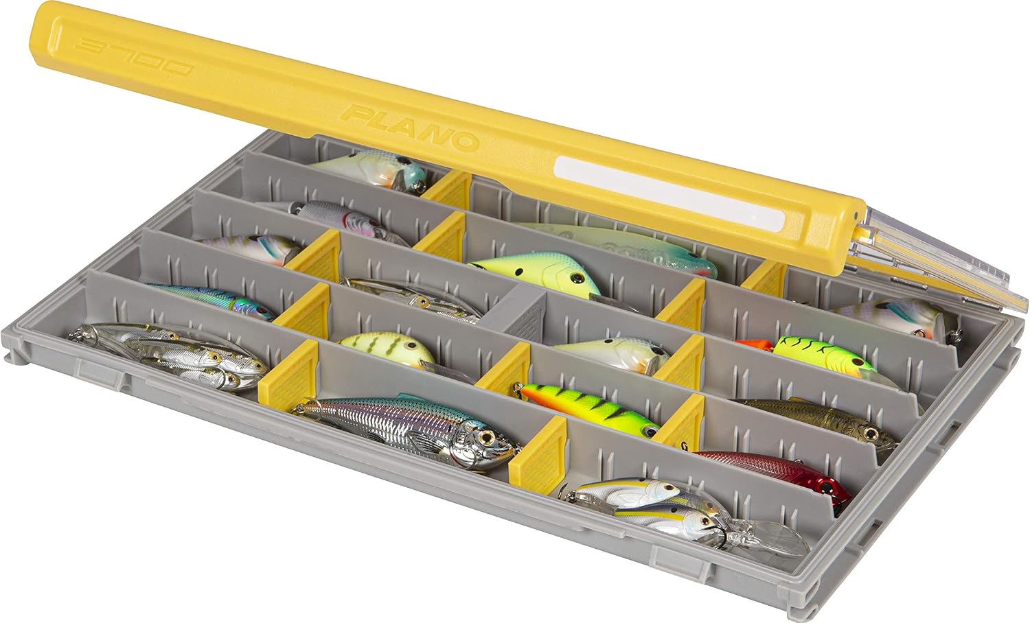 Plano Edge 3600 Terminal Tackle Storage, Gray and Yellow, Includes 10 Hook Retainers, Rustrictor Rust-Resistant Technology, Waterproof Premium Fishing Utility Box
