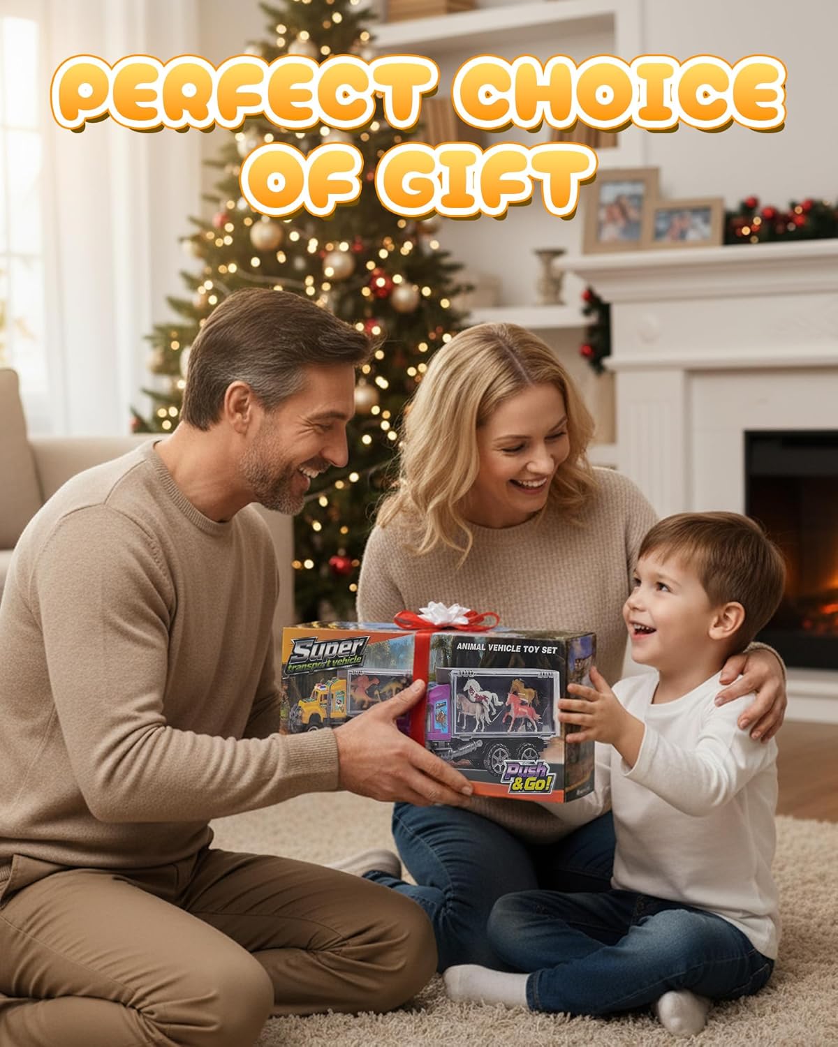 9 in 1 Car Toys for Kids 3-6, Truck with 8 Animal Toys, Birthday Gifts for 3 4 5+ Year Old Boy, Transport Carrier Truck for Toddlers 3-6 Years,Travel,Xmas Gift