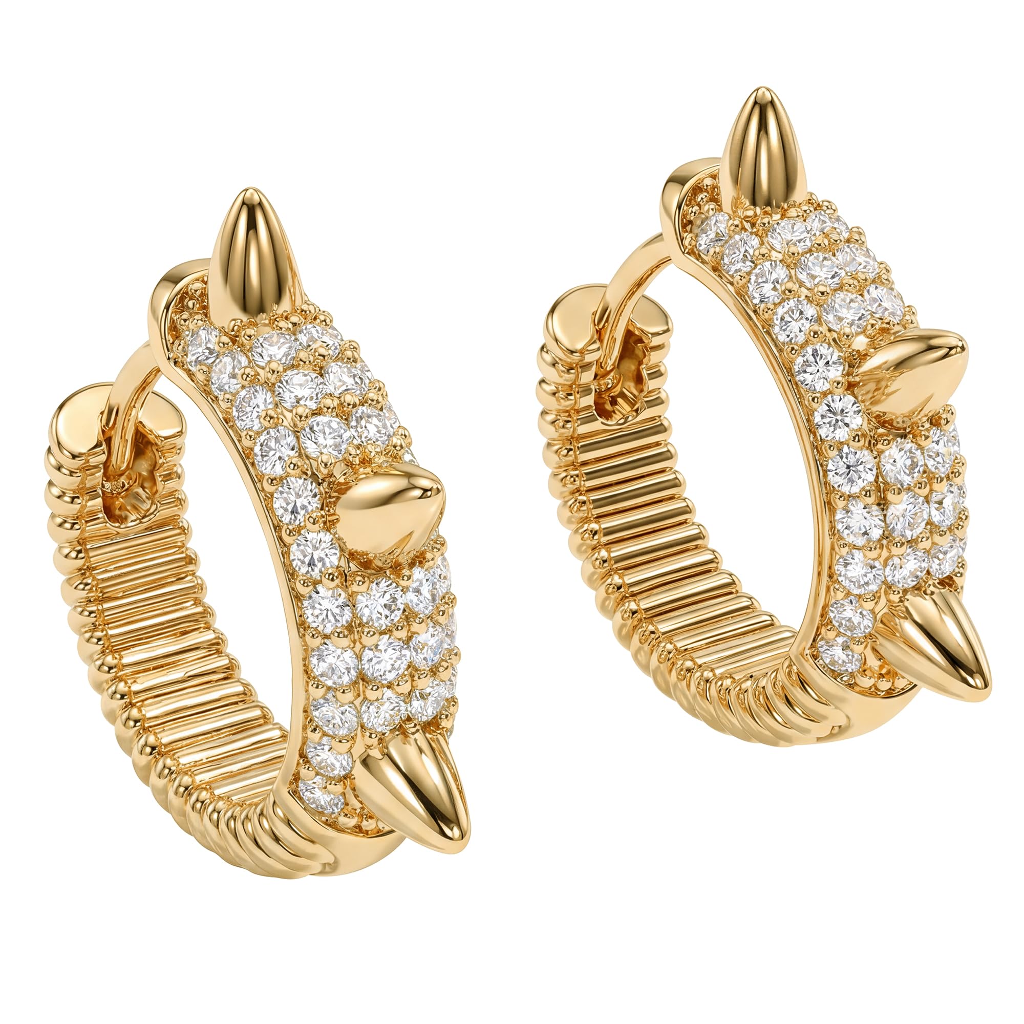 MEVECCO Gold Spike Hoop Earrings for Women 18K Gold Plated Hoop Earrings Handmade Tiny Minimalism Cubic Zircon Hoop Hypoallergenic Earrings for