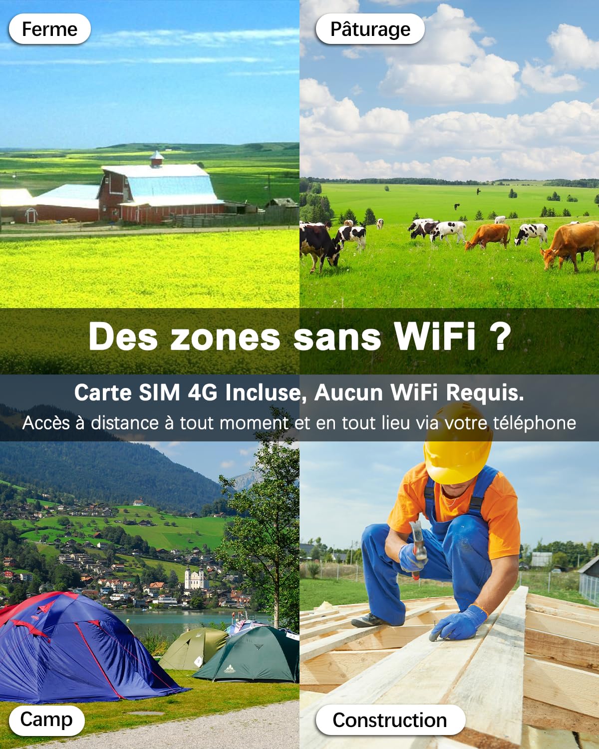 UCOCARE 4G LTE Camera Surveillance Solaire Exterieure sans Fil